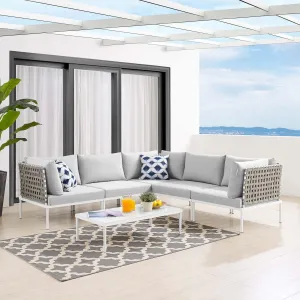 Harmony 6-Piece  Sunbrella® Basket Weave Outdoor Patio Aluminum Sectional Sofa Set by Modway