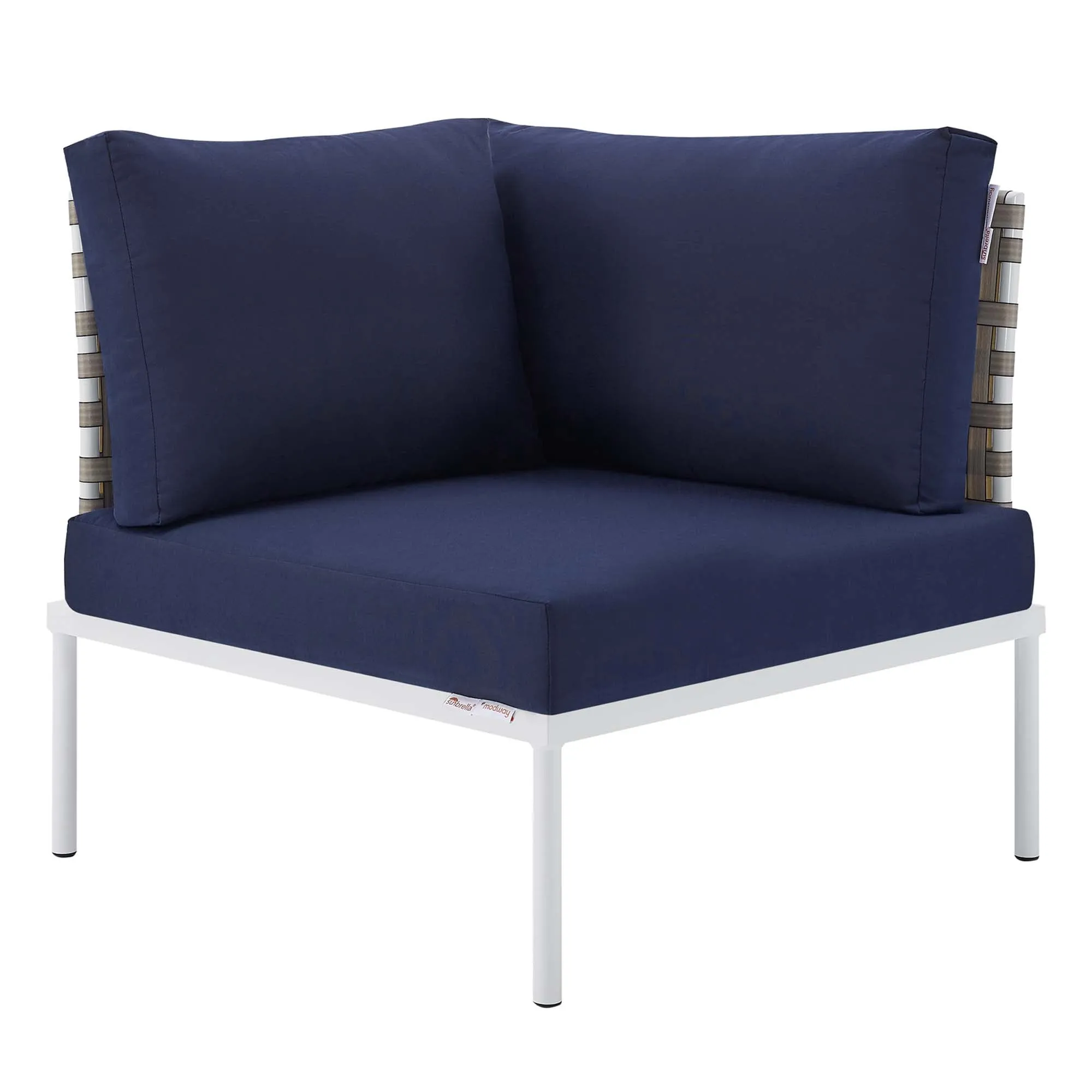 Harmony 6-Piece  Sunbrella® Basket Weave Outdoor Patio Aluminum Sectional Sofa Set by Modway