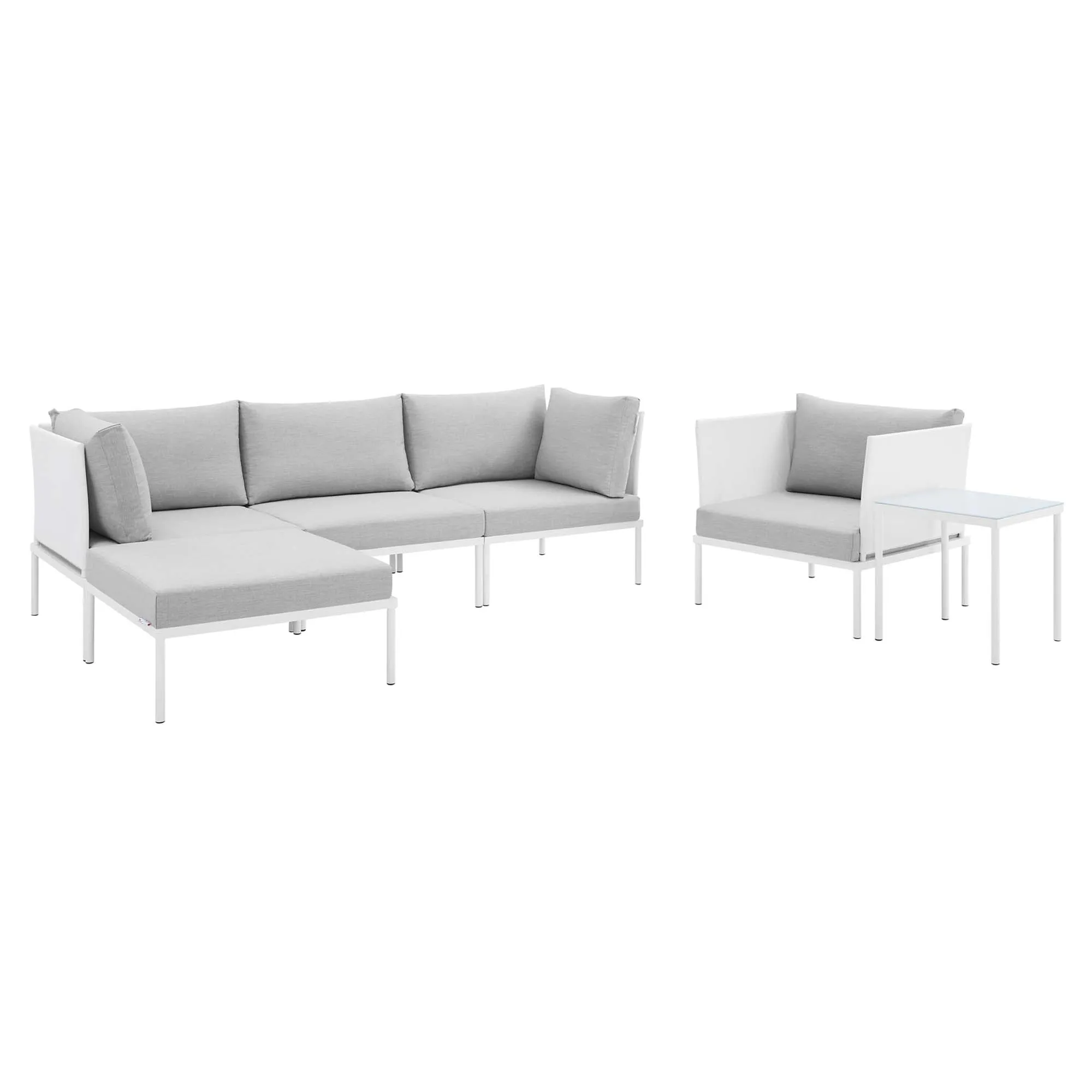 Harmony 6-Piece  Sunbrella® Outdoor Patio Aluminum Seating Set by Modway