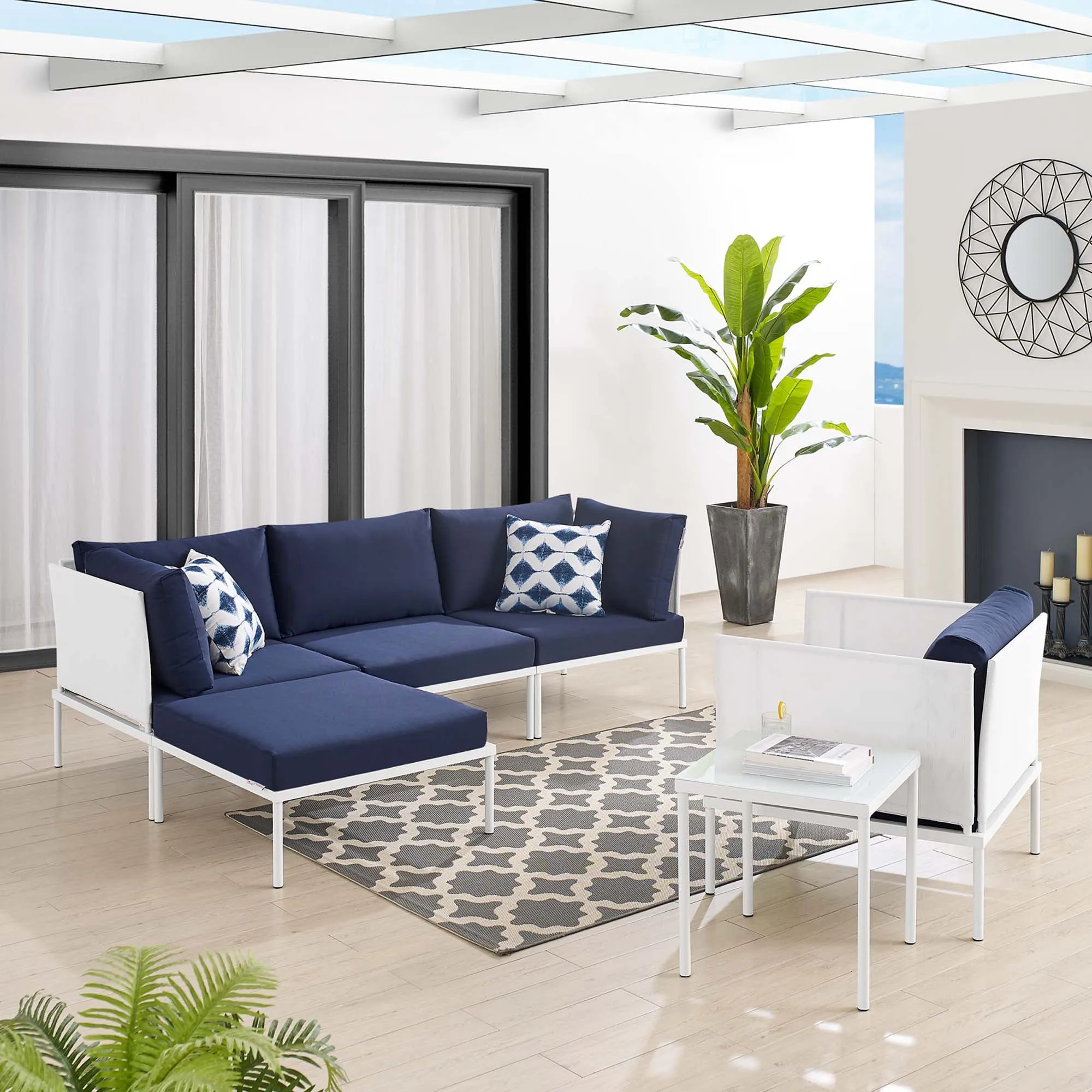 Harmony 6-Piece  Sunbrella® Outdoor Patio Aluminum Seating Set by Modway