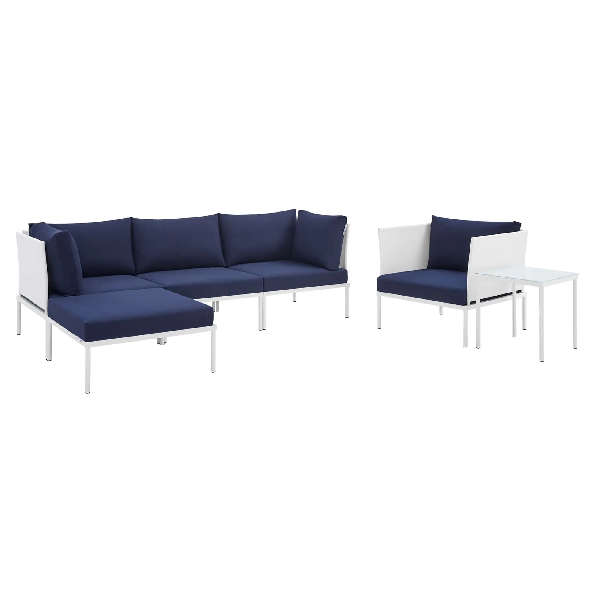 Harmony 6-Piece  Sunbrella® Outdoor Patio Aluminum Seating Set by Modway