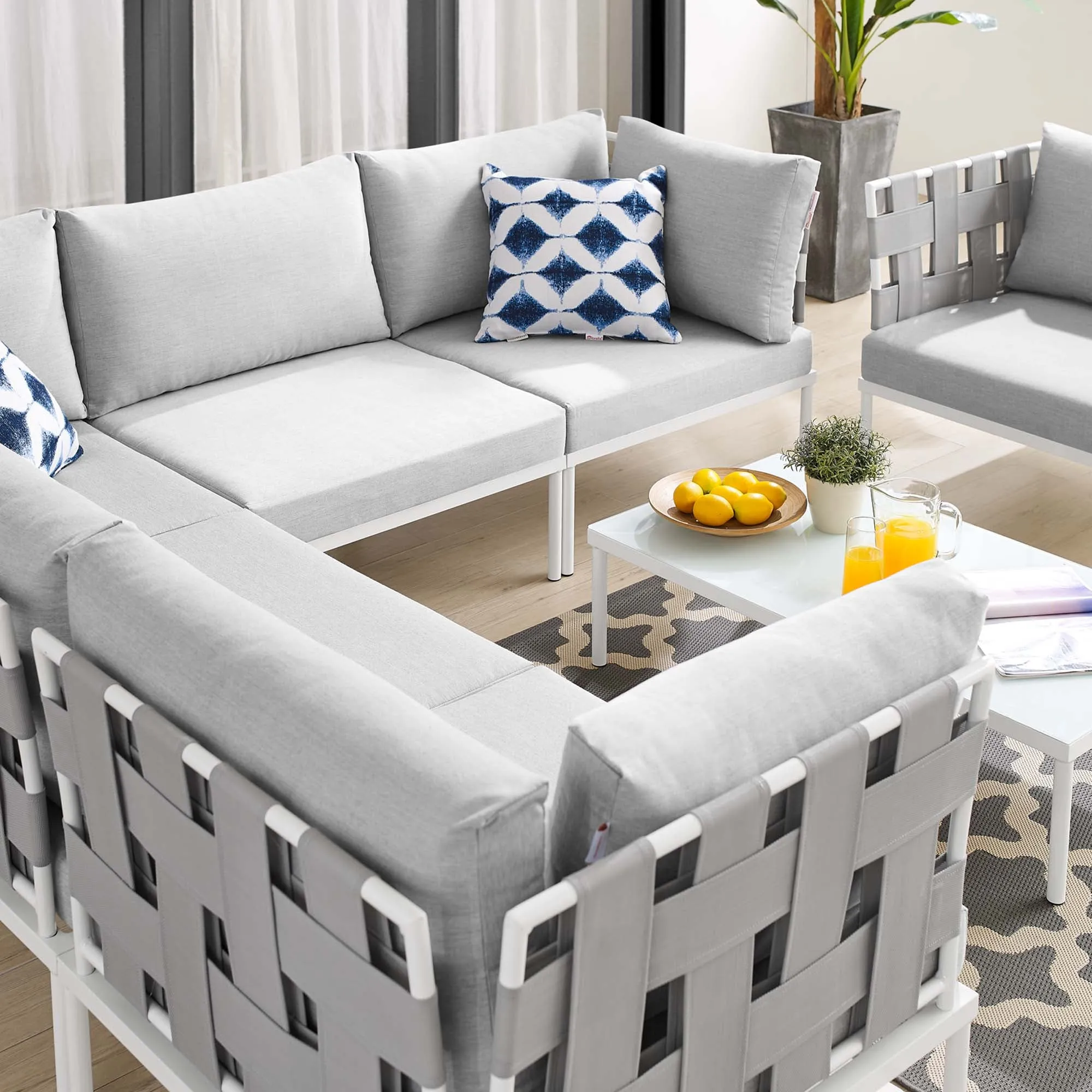 Harmony 7-Piece  Sunbrella® Outdoor Patio Aluminum Sectional Sofa Set by Modway