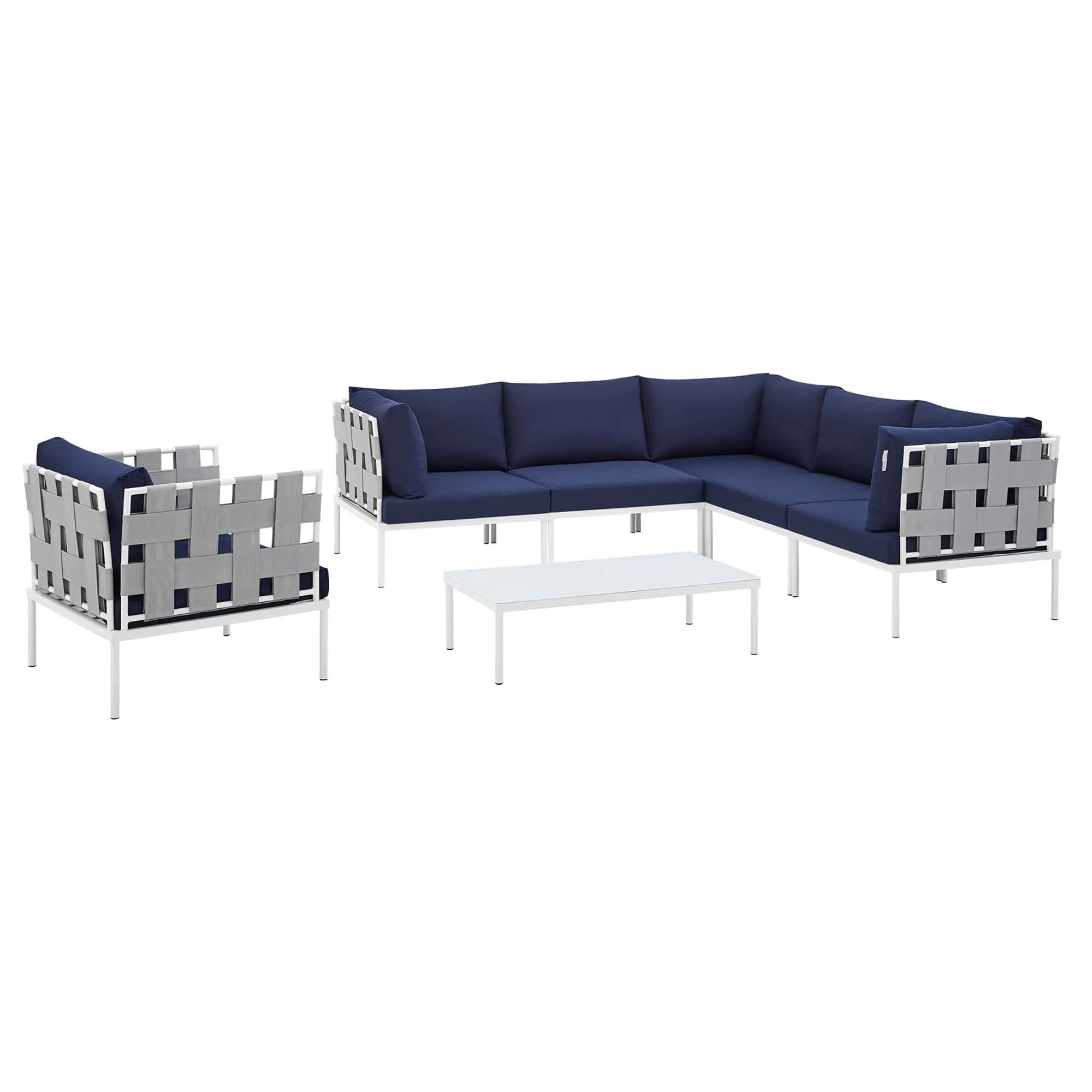 Harmony 7-Piece  Sunbrella® Outdoor Patio Aluminum Sectional Sofa Set by Modway