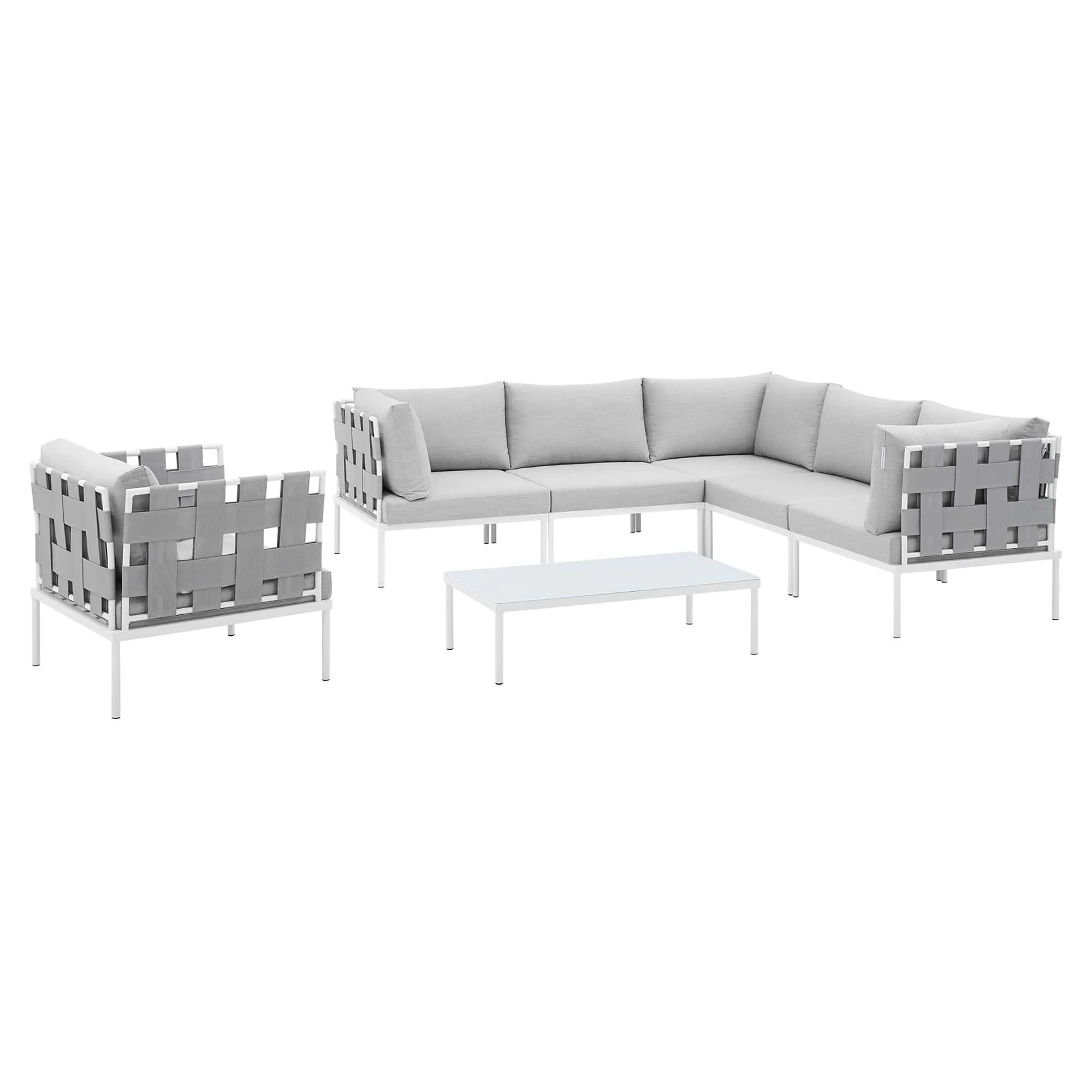 Harmony 7-Piece  Sunbrella® Outdoor Patio Aluminum Sectional Sofa Set by Modway