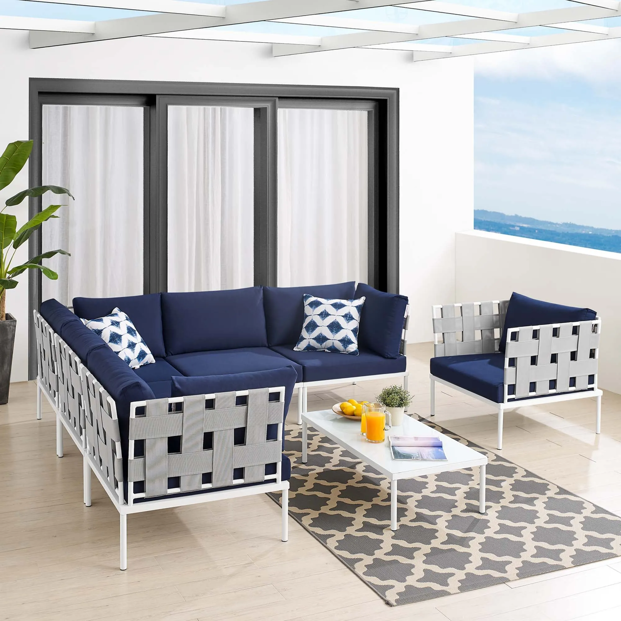 Harmony 7-Piece  Sunbrella® Outdoor Patio Aluminum Sectional Sofa Set by Modway