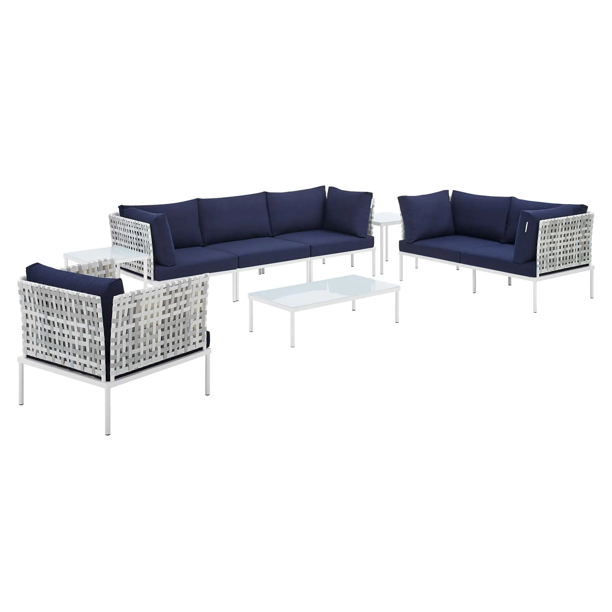 Harmony 8-Piece  Sunbrella® Basket Weave Outdoor Patio Aluminum Seating Set by Modway