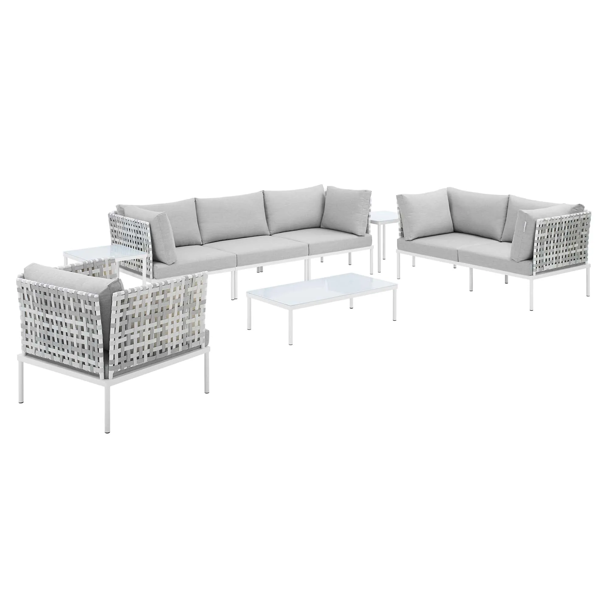 Harmony 8-Piece  Sunbrella® Basket Weave Outdoor Patio Aluminum Seating Set by Modway