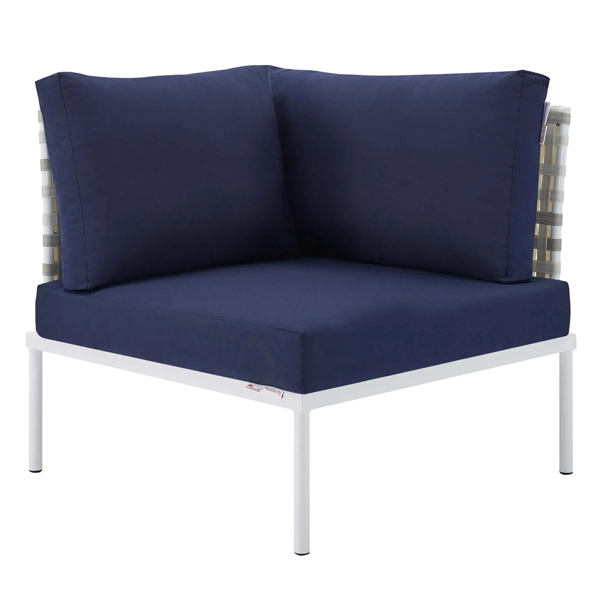 Harmony 8-Piece  Sunbrella® Basket Weave Outdoor Patio Aluminum Sectional Sofa Set by Modway
