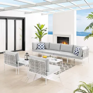Harmony 8-Piece  Sunbrella® Basket Weave Outdoor Patio Aluminum Sectional Sofa Set by Modway
