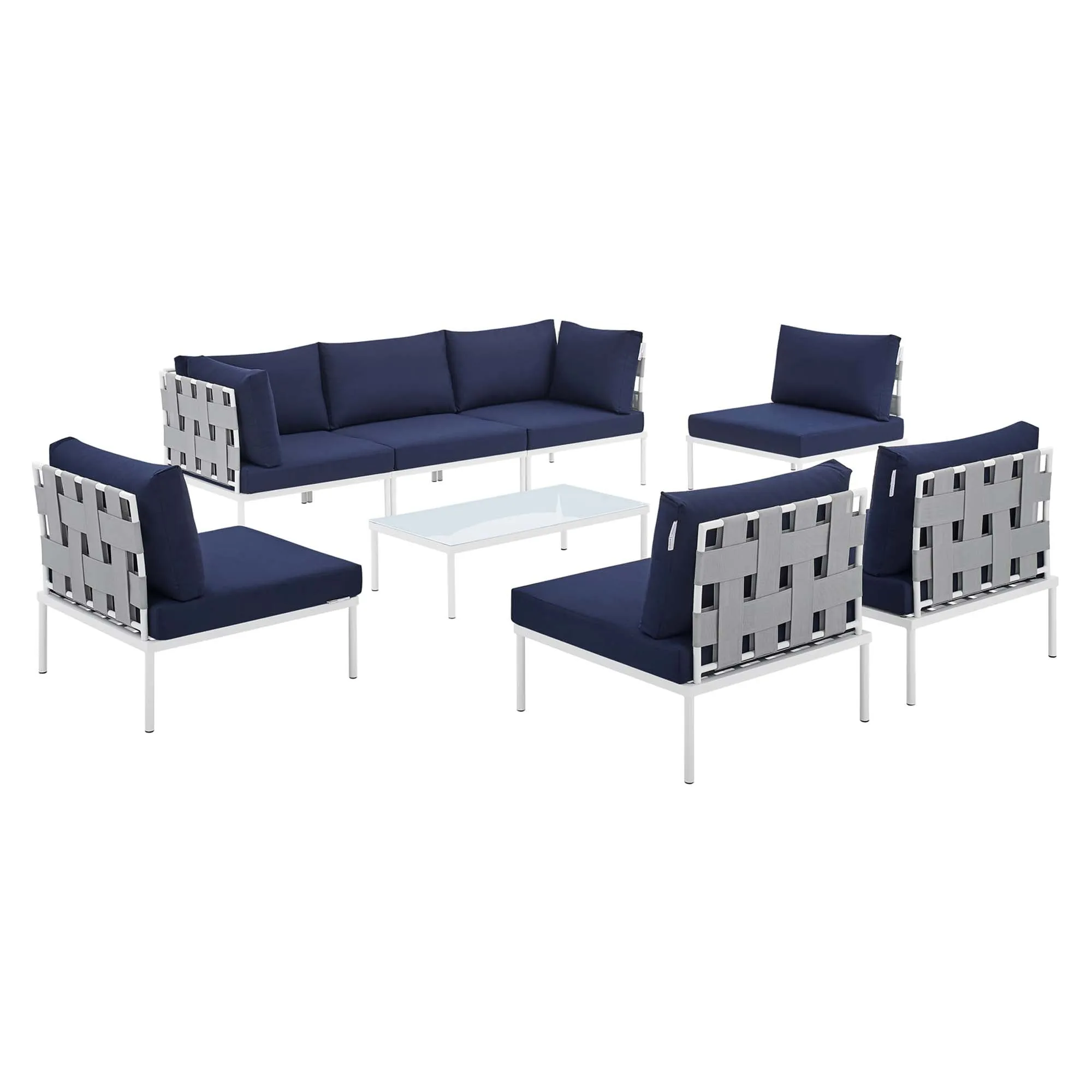 Harmony 8-Piece  Sunbrella® Outdoor Patio All Mesh Sectional Sofa Set by Modway