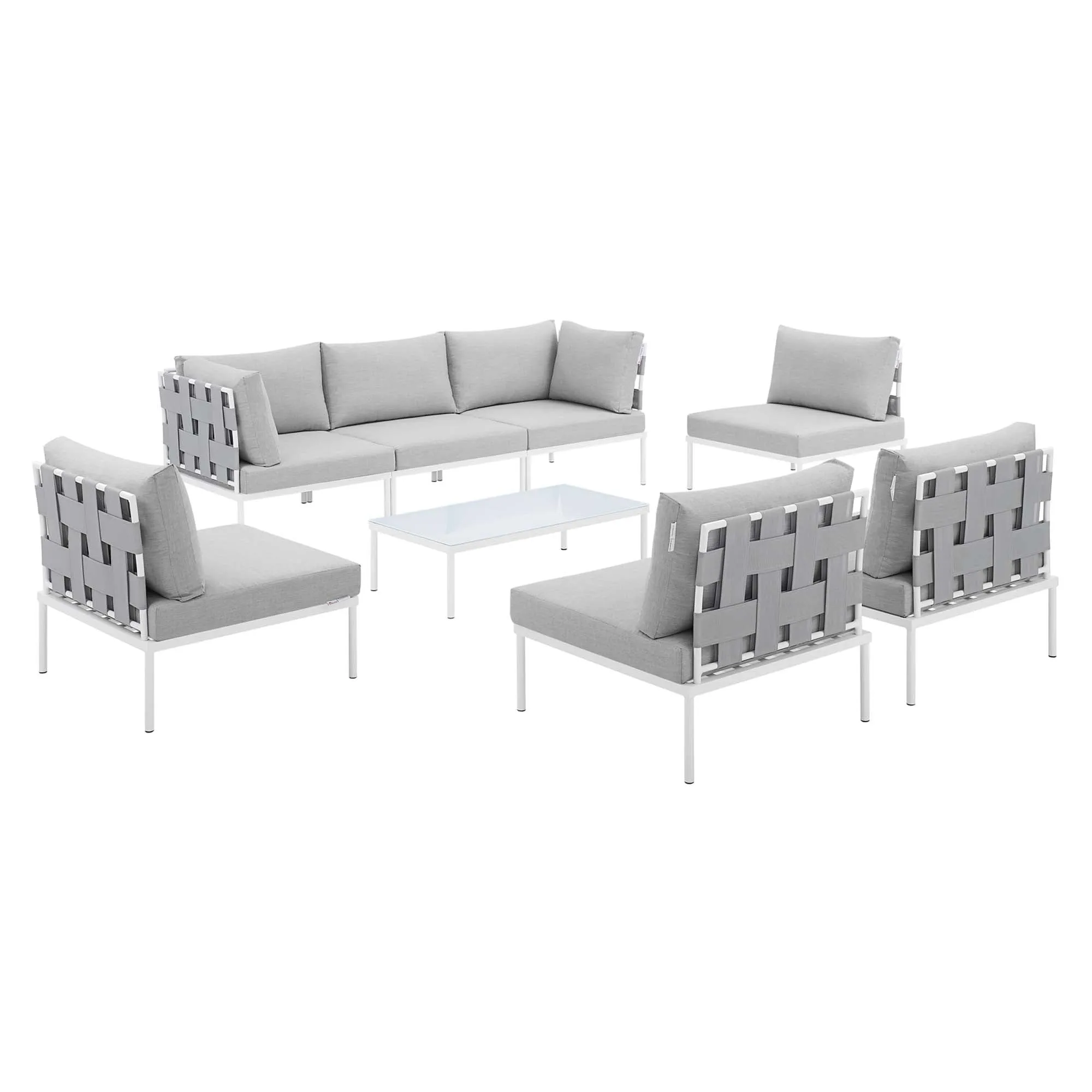 Harmony 8-Piece  Sunbrella® Outdoor Patio All Mesh Sectional Sofa Set by Modway