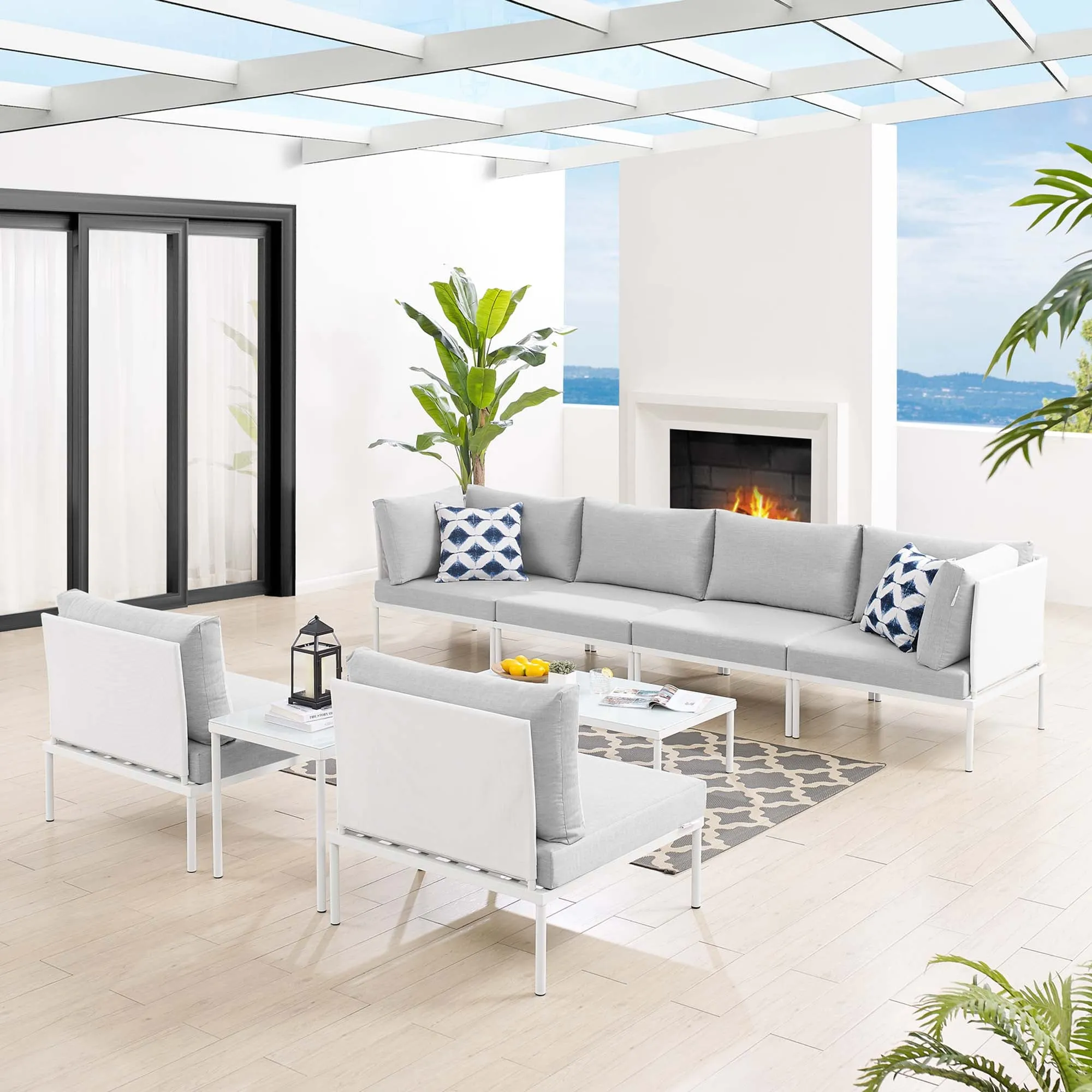 Harmony 8-Piece  Sunbrella® Outdoor Patio Aluminum Sectional Sofa Set by Modway