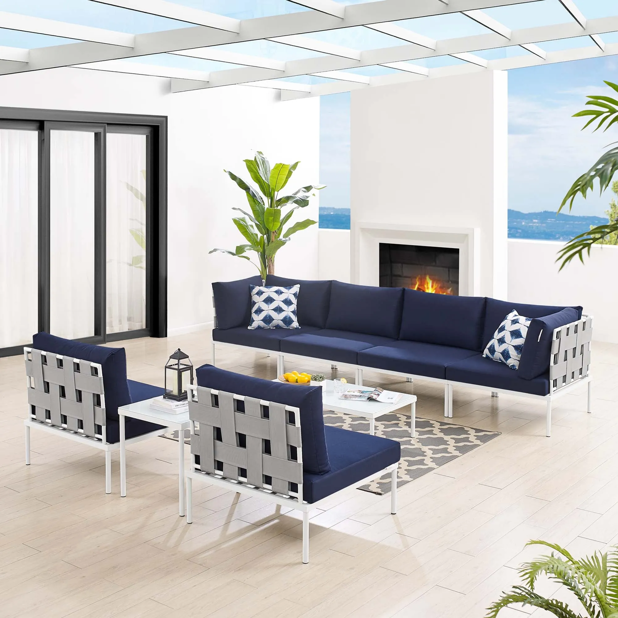 Harmony 8-Piece  Sunbrella® Outdoor Patio Aluminum Sectional Sofa Set by Modway