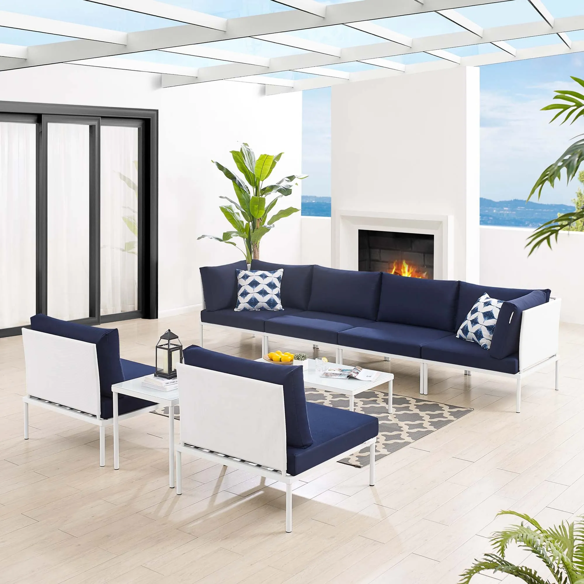 Harmony 8-Piece  Sunbrella® Outdoor Patio Aluminum Sectional Sofa Set by Modway