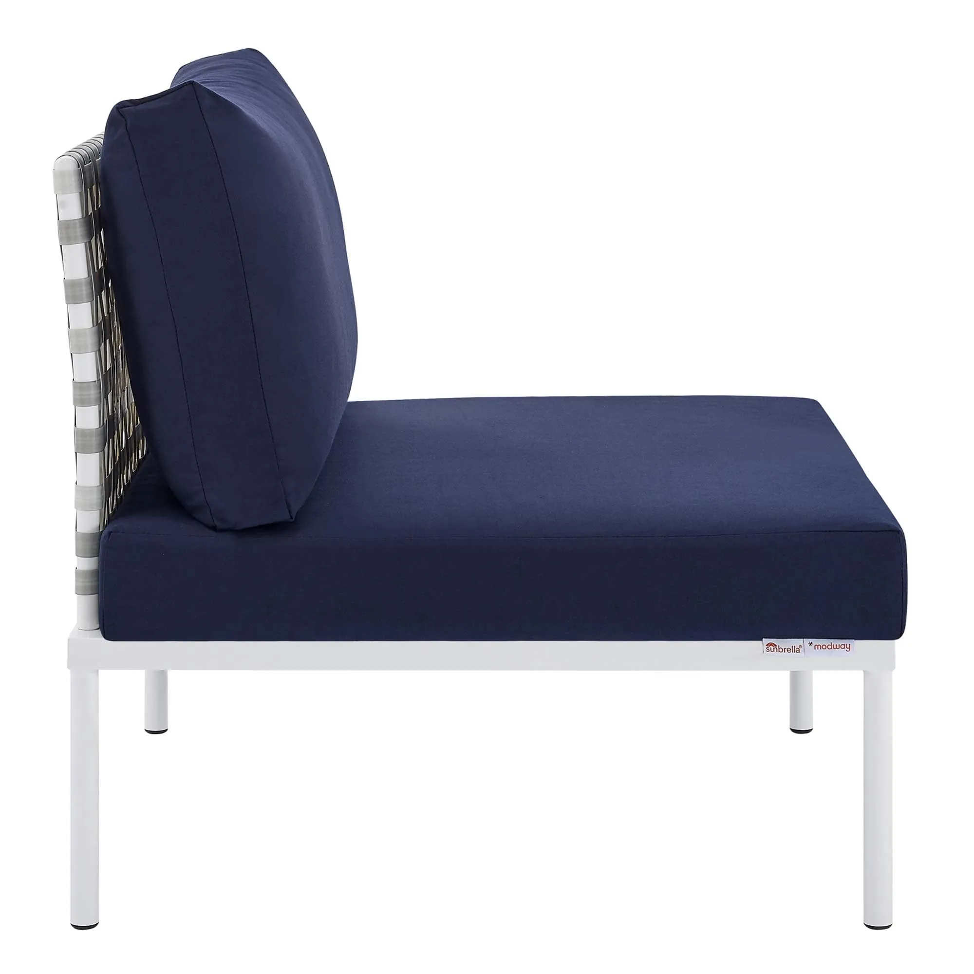 Harmony Sunbrella® Basket Weave Outdoor Patio Aluminum Armless Chair by Modway