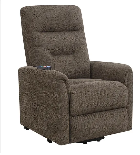 Henrietta Power Lift Recliner with Storage Pocket Brown