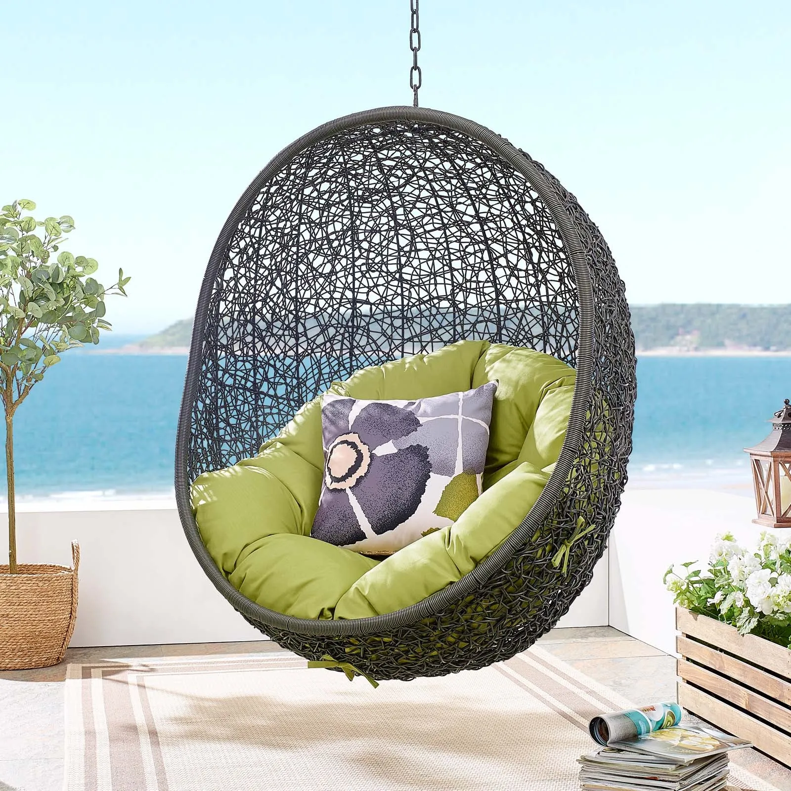 Hide Outdoor Patio Swing Chair With Stand by Modway