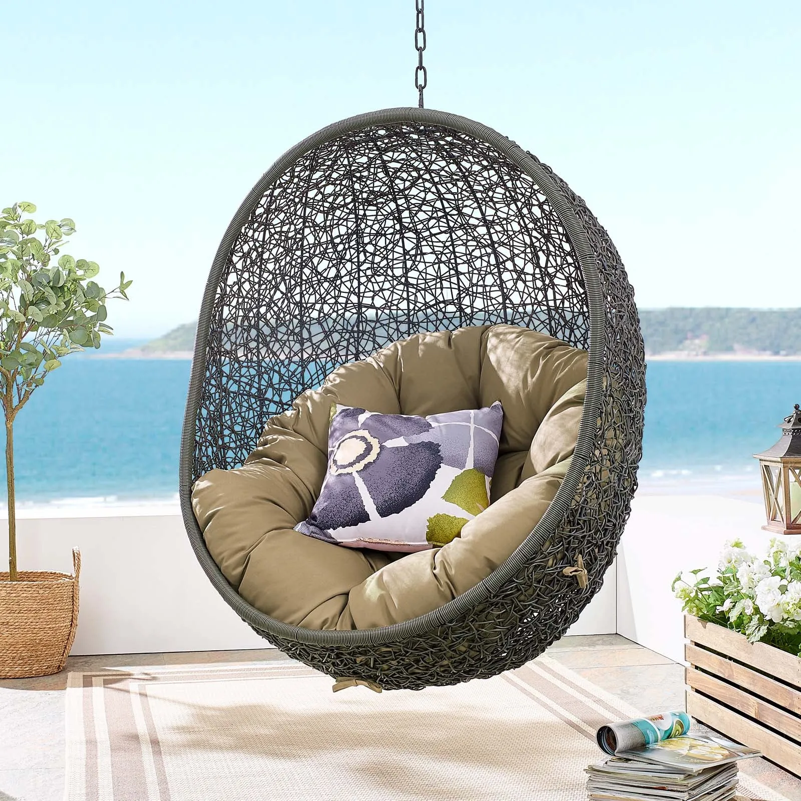 Hide Outdoor Patio Swing Chair With Stand by Modway