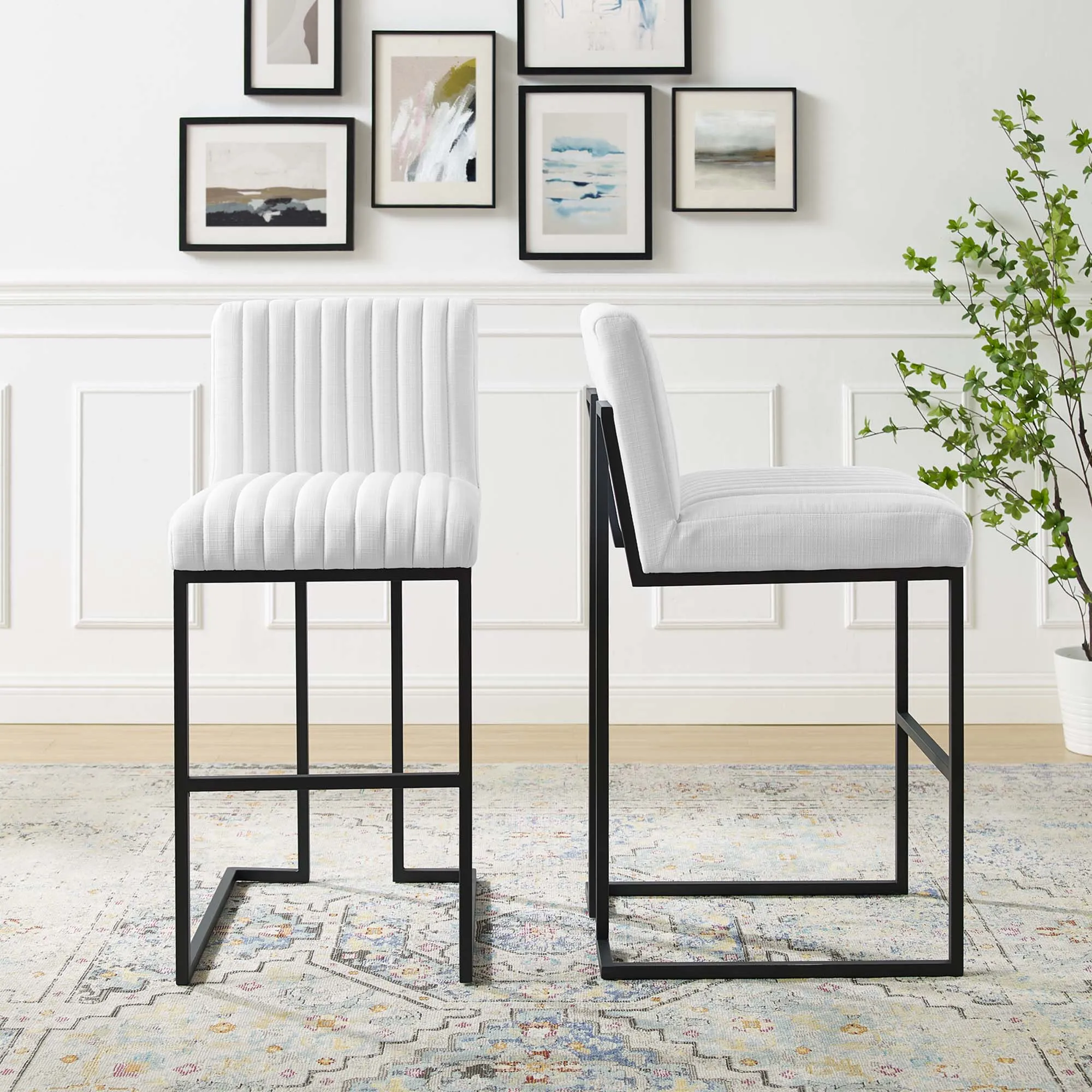 Indulge Channel Tufted Fabric Bar Stools by Modway