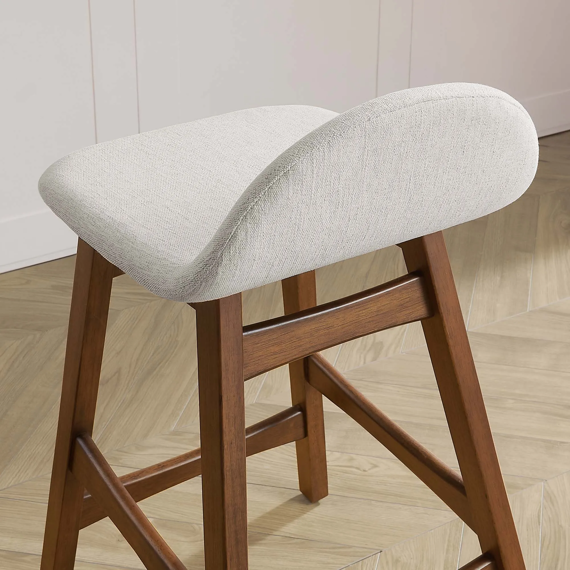 Juno Heathered Fabric Wood Counter Stool - Set of 2 by Modway