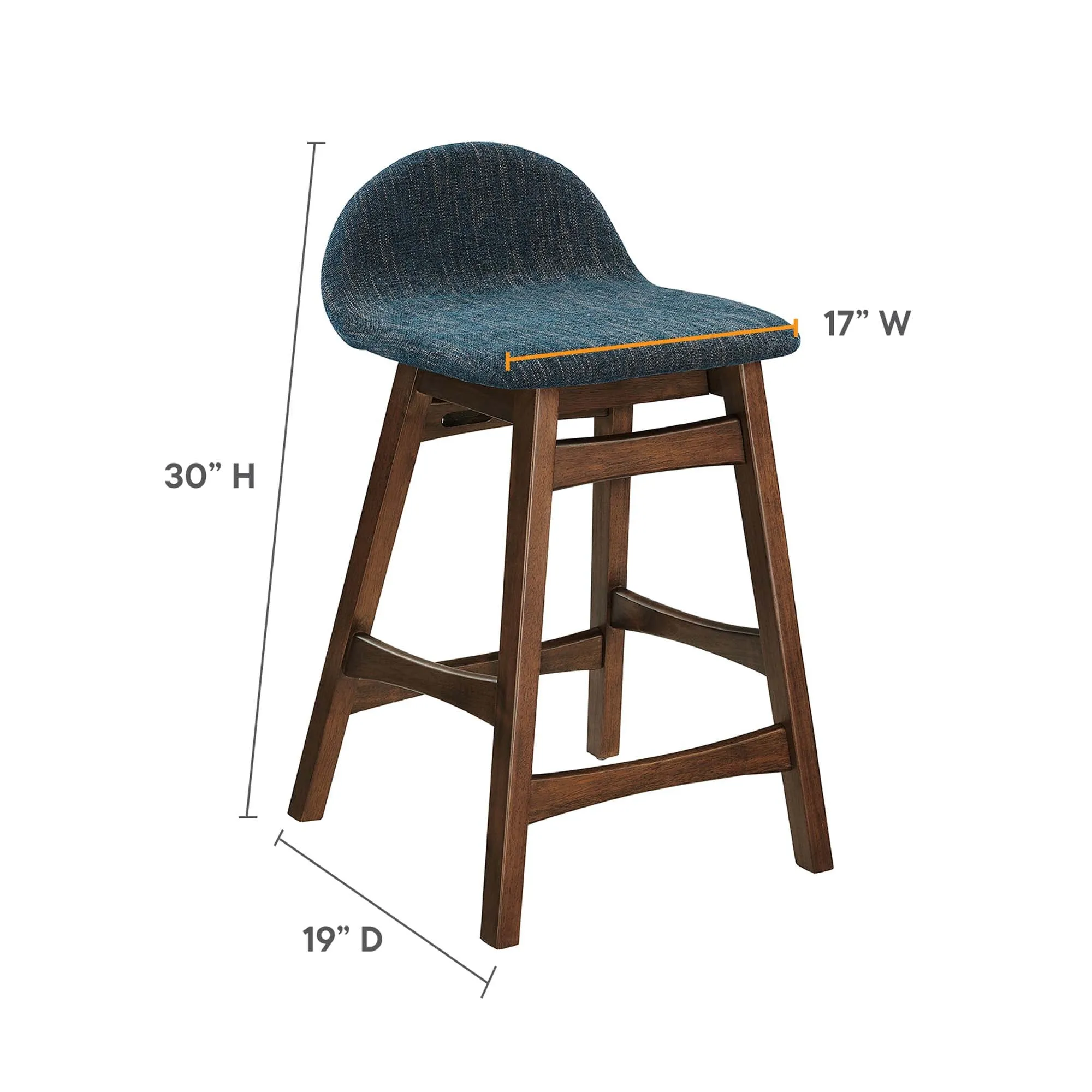 Juno Heathered Fabric Wood Counter Stool - Set of 2 by Modway