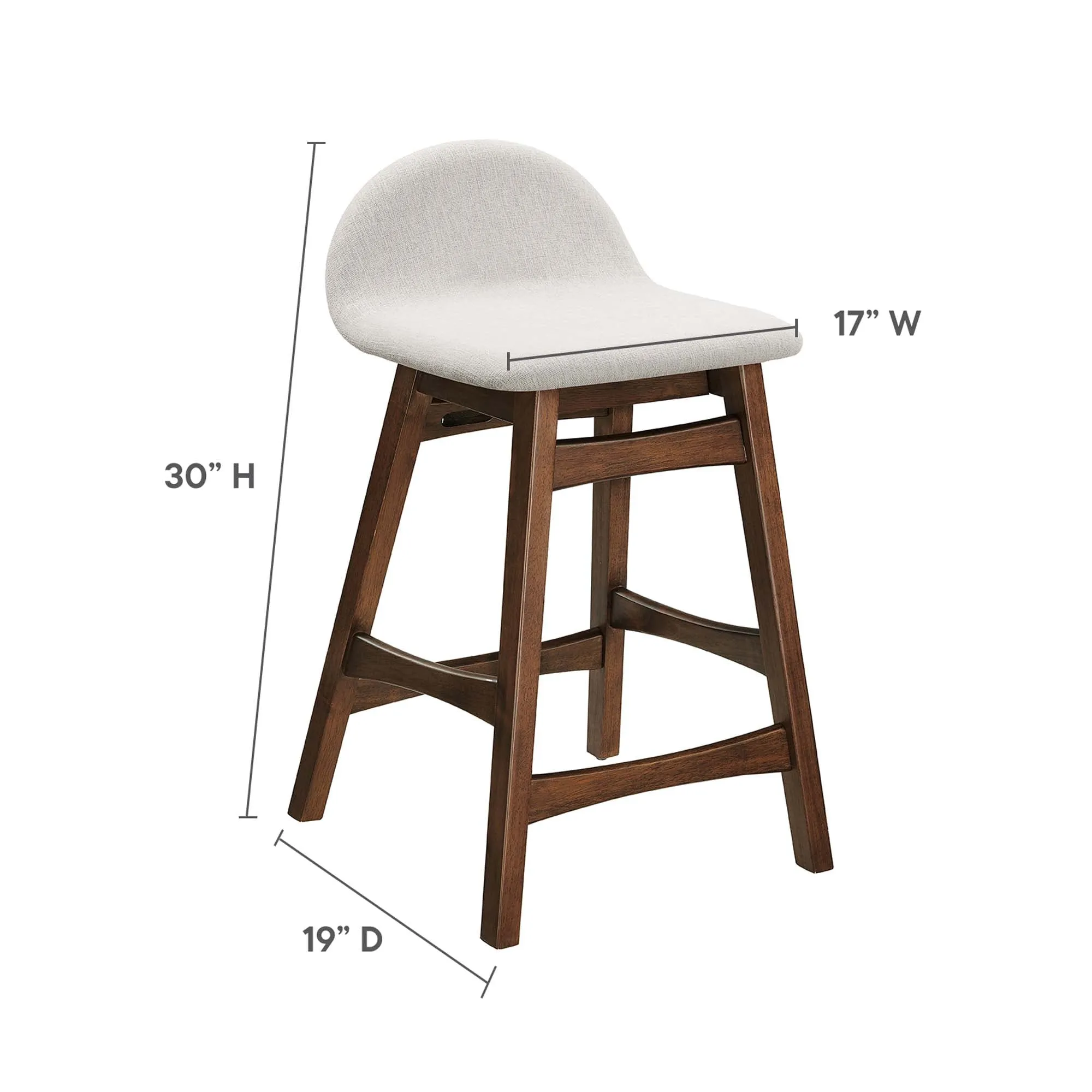 Juno Heathered Fabric Wood Counter Stool - Set of 2 by Modway