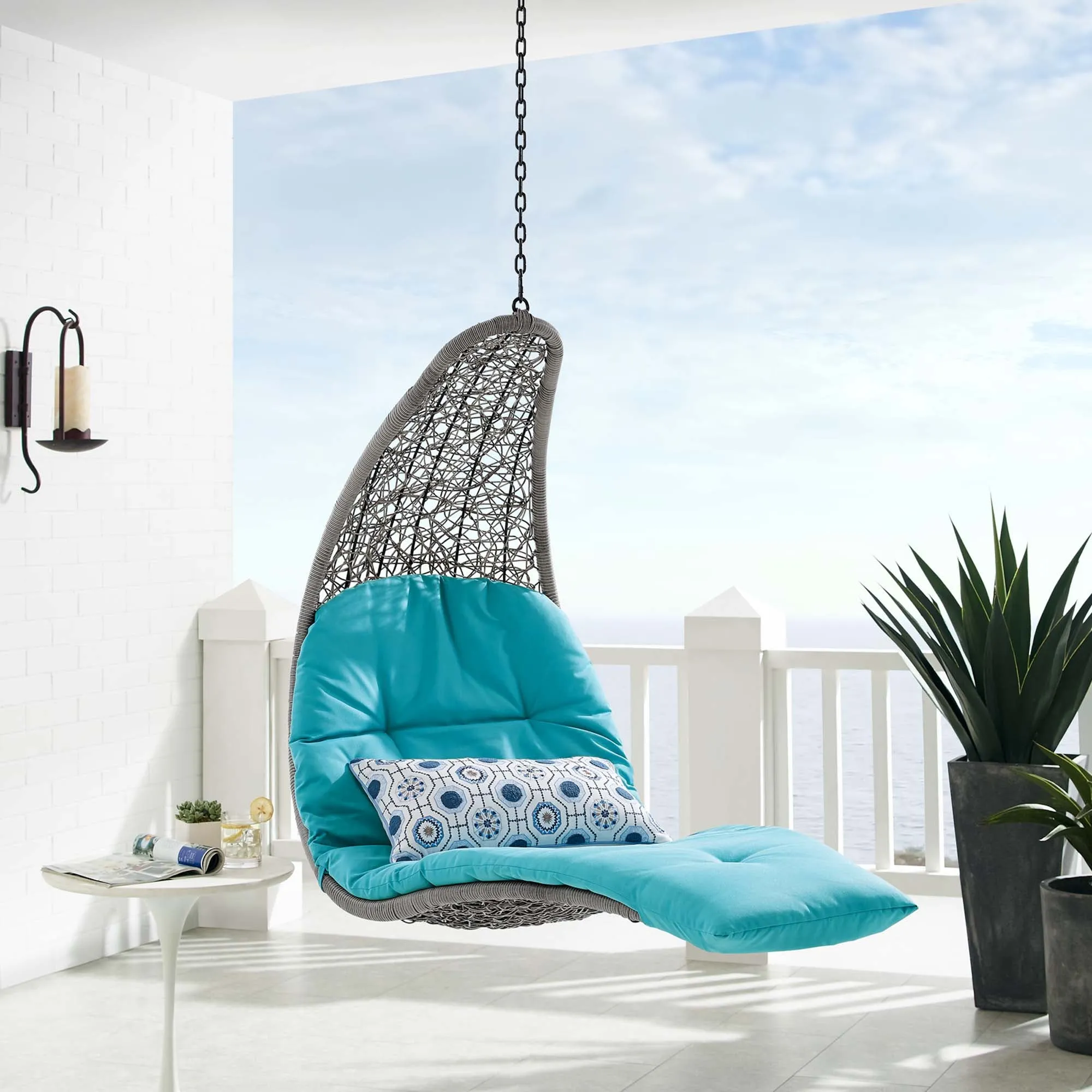 Landscape Hanging Chaise Lounge Outdoor Patio Swing Chair by Modway