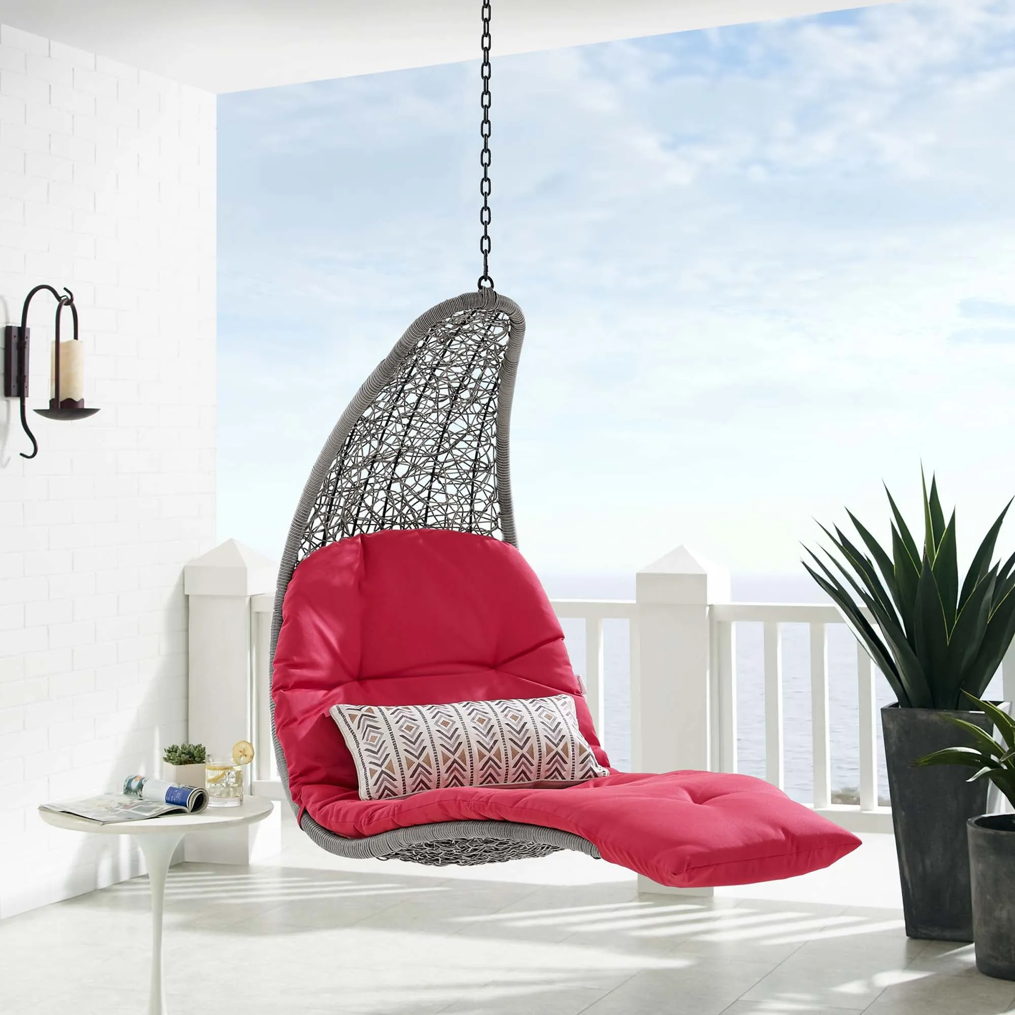 Landscape Hanging Chaise Lounge Outdoor Patio Swing Chair by Modway