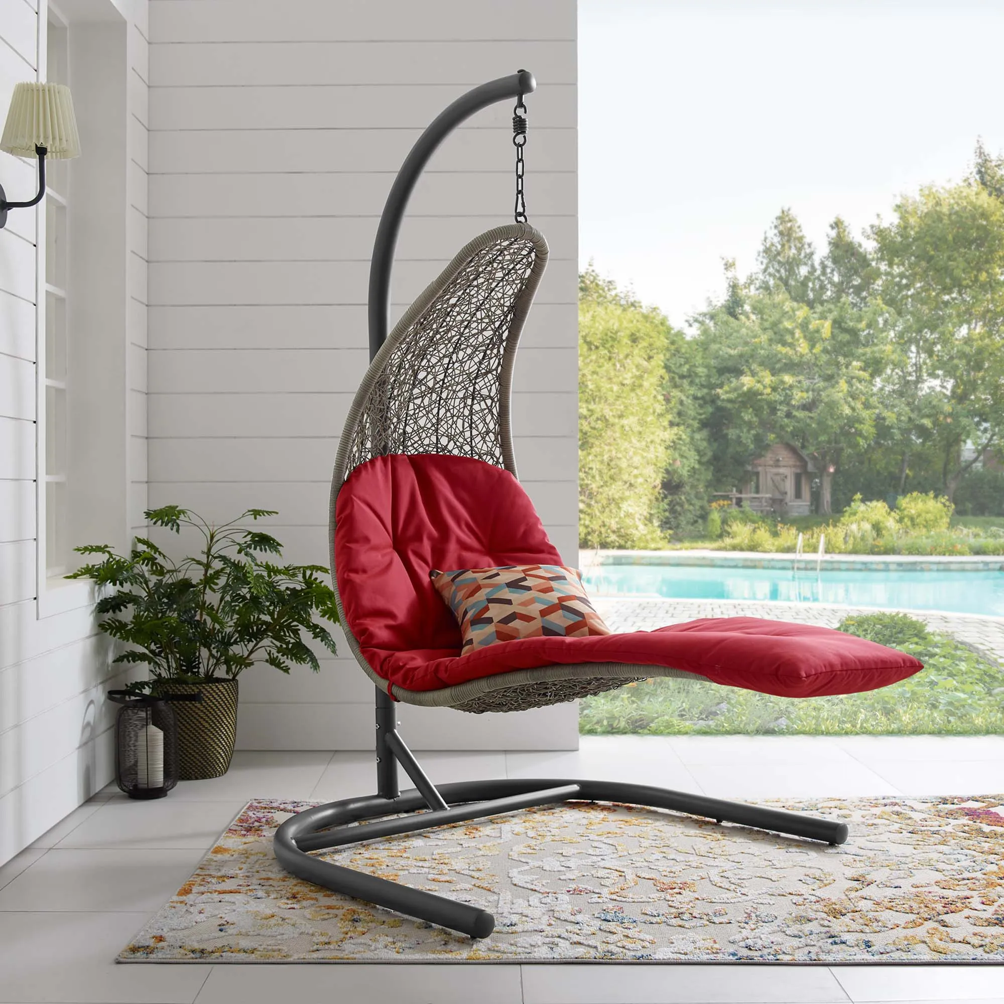 Landscape Hanging Chaise Lounge Outdoor Patio Swing Chair by Modway