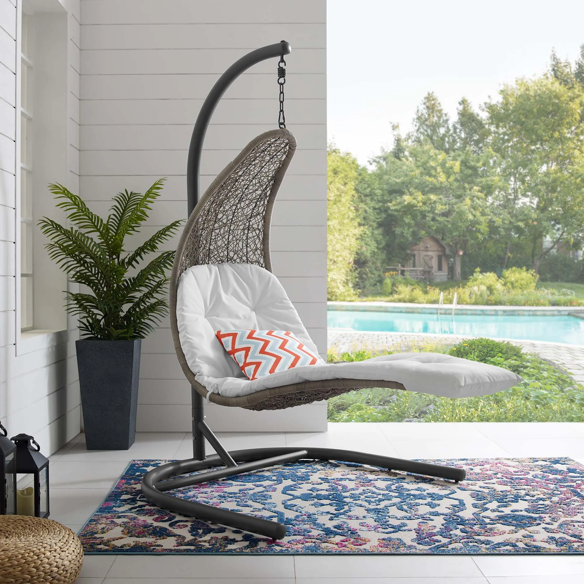 Landscape Hanging Chaise Lounge Outdoor Patio Swing Chair by Modway