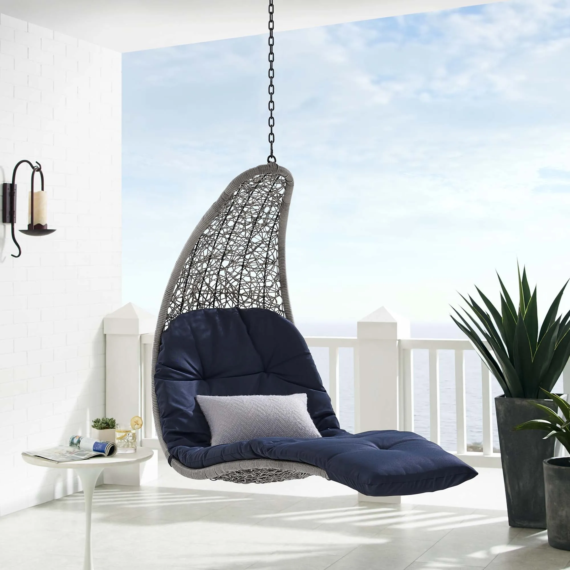 Landscape Hanging Chaise Lounge Outdoor Patio Swing Chair by Modway