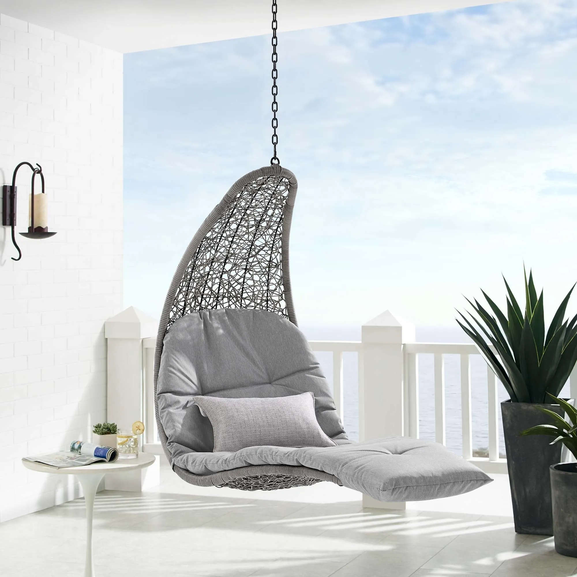 Landscape Hanging Chaise Lounge Outdoor Patio Swing Chair by Modway