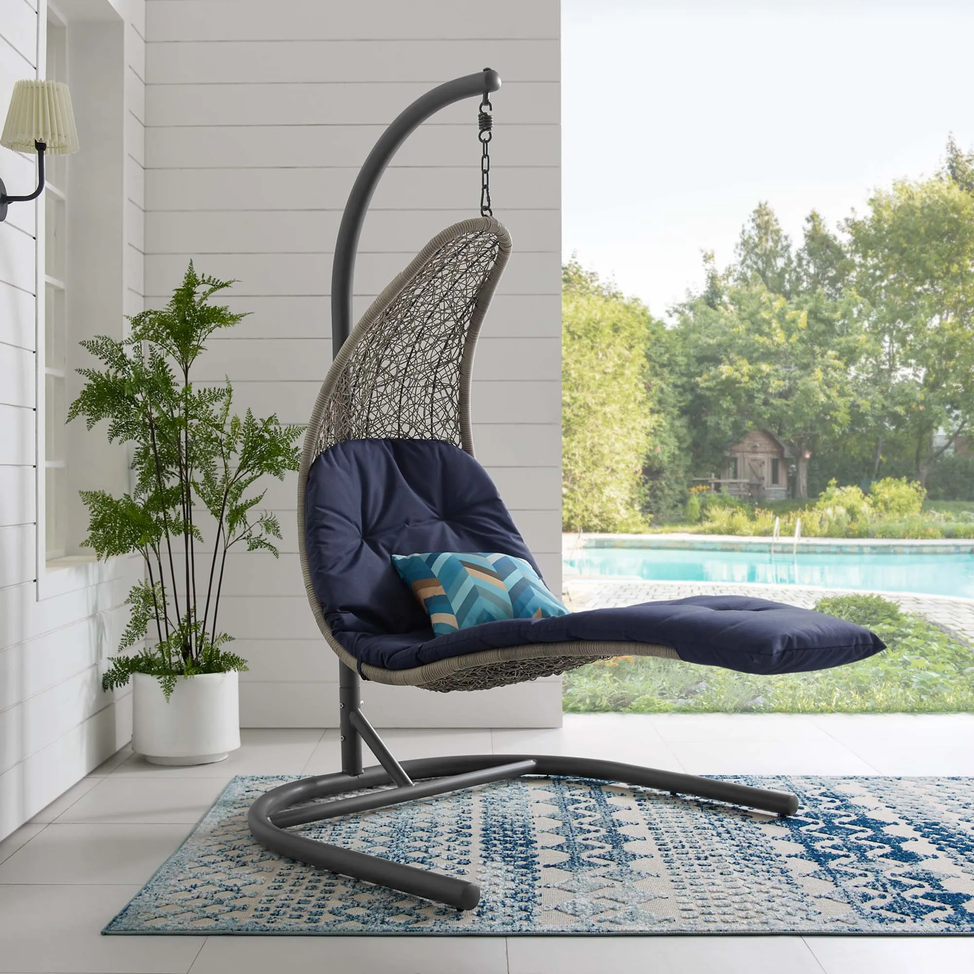 Landscape Hanging Chaise Lounge Outdoor Patio Swing Chair by Modway