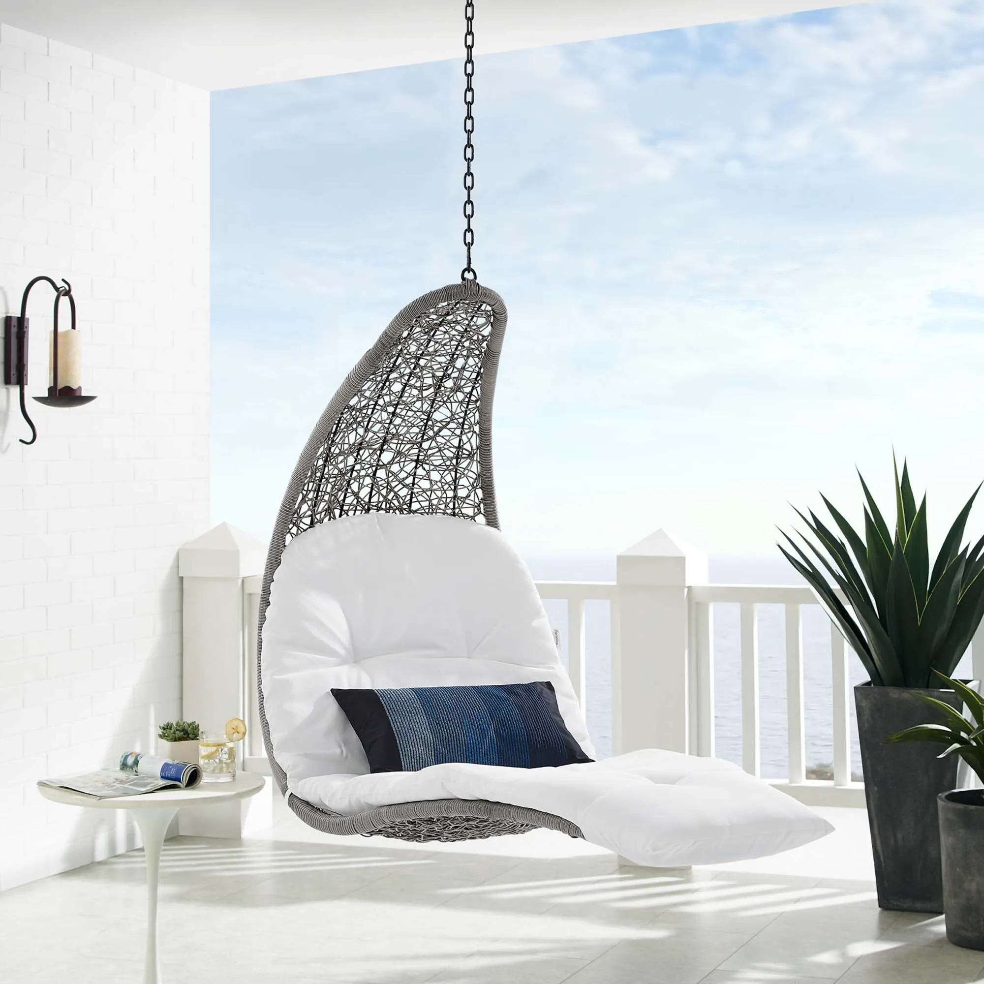 Landscape Hanging Chaise Lounge Outdoor Patio Swing Chair by Modway