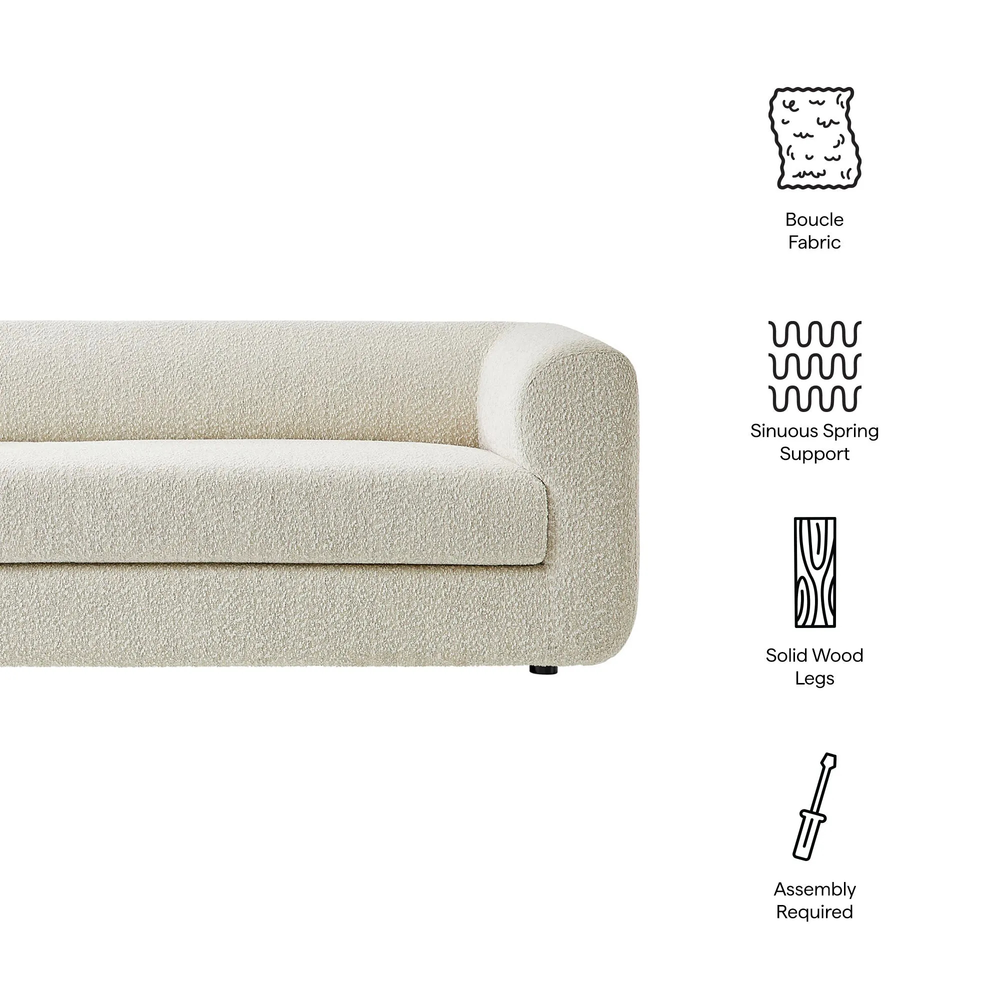 Leif 89" Boucle Upholstered Sofa by Modway