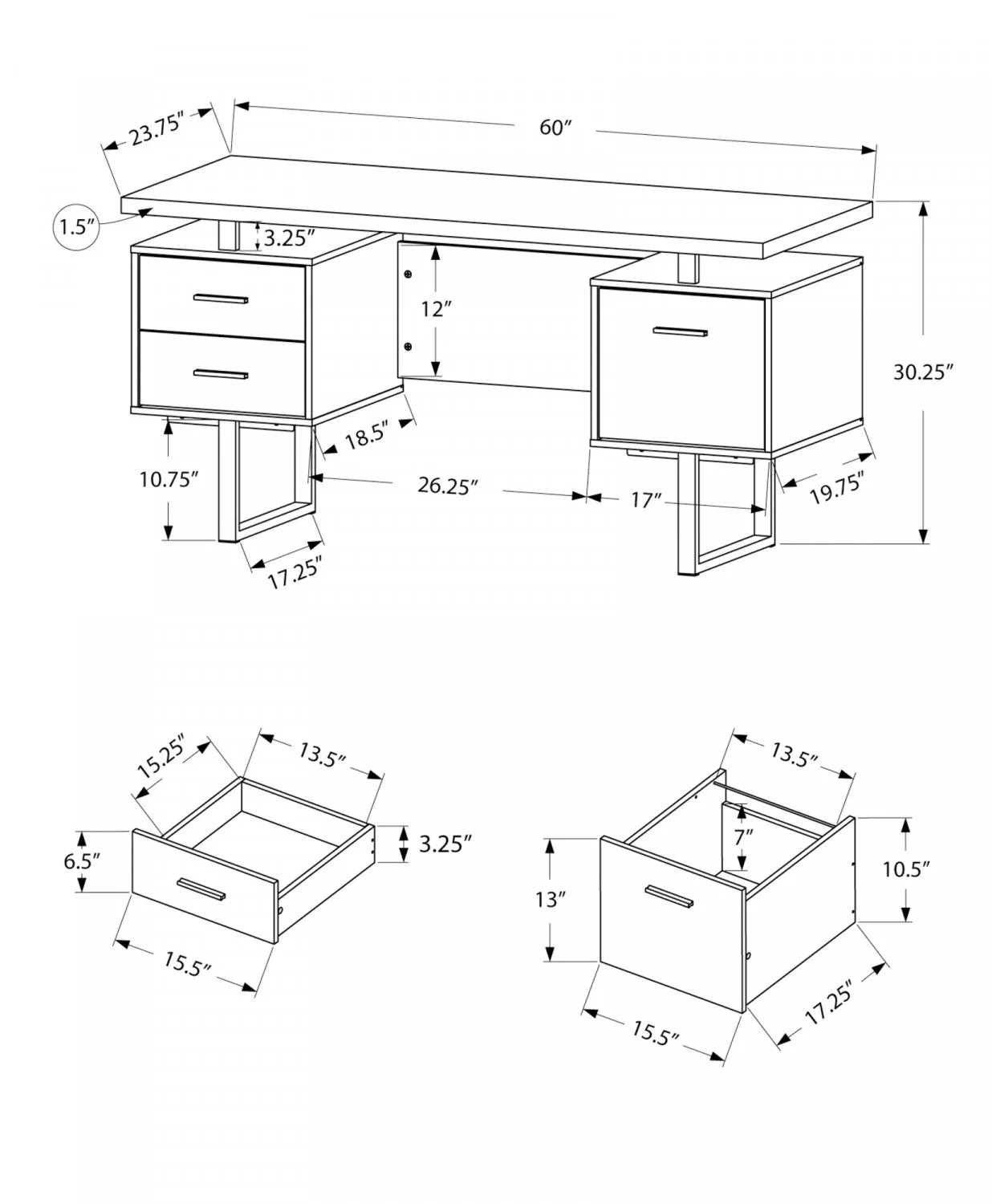 Loura Desk - White/Concrete Grey