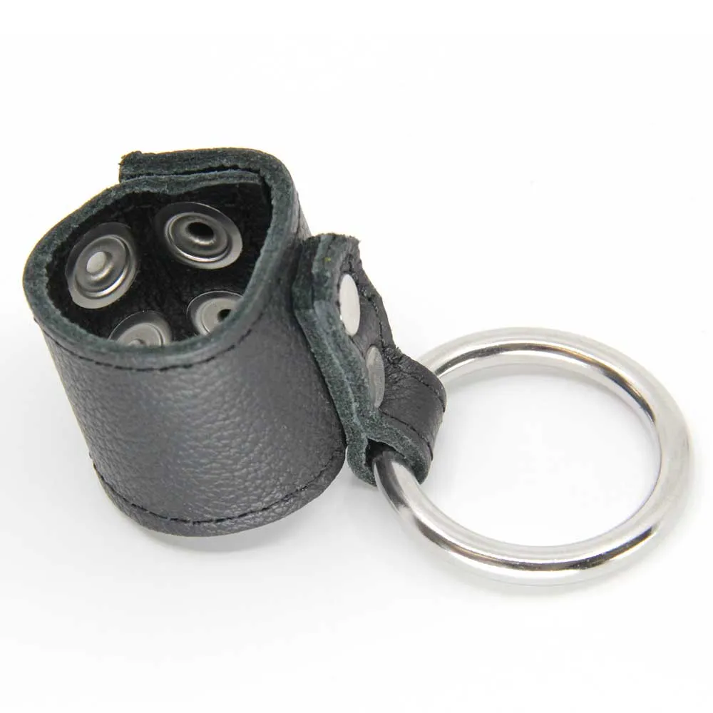 Love In Leather Metal Cock Ring With Ball Stretcher