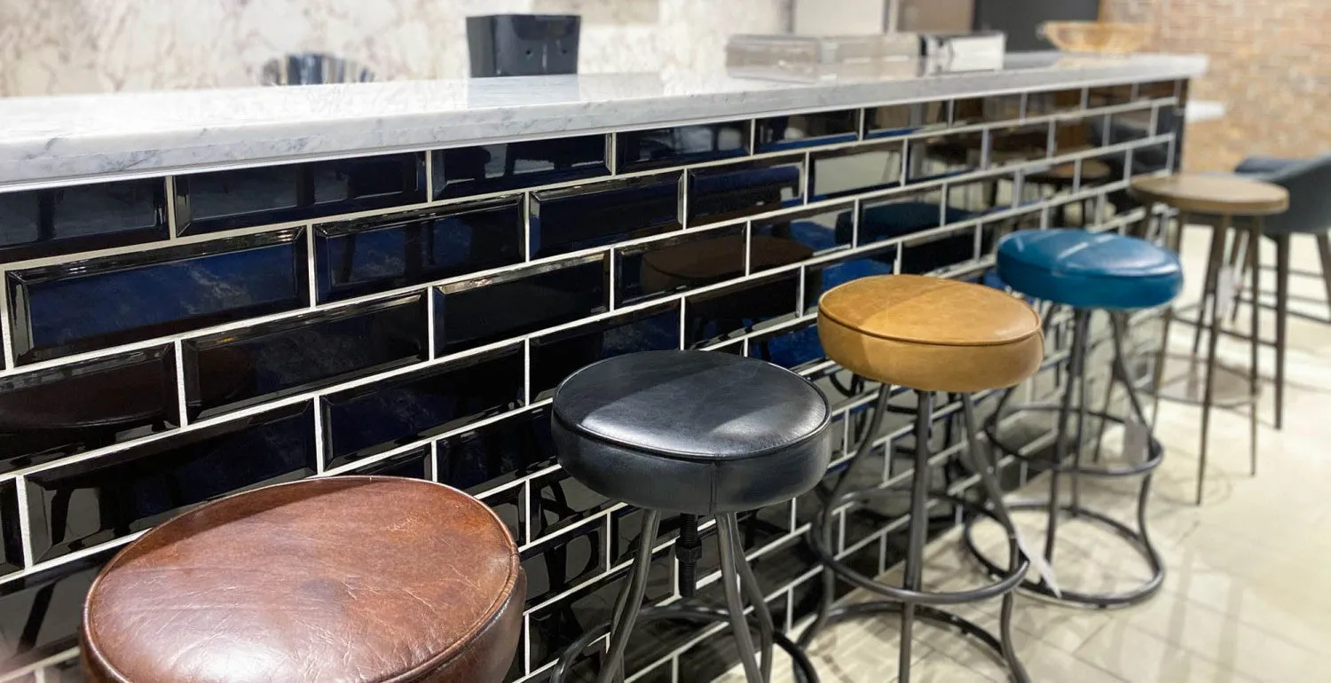 Maloe Leather Bar Stool - Black