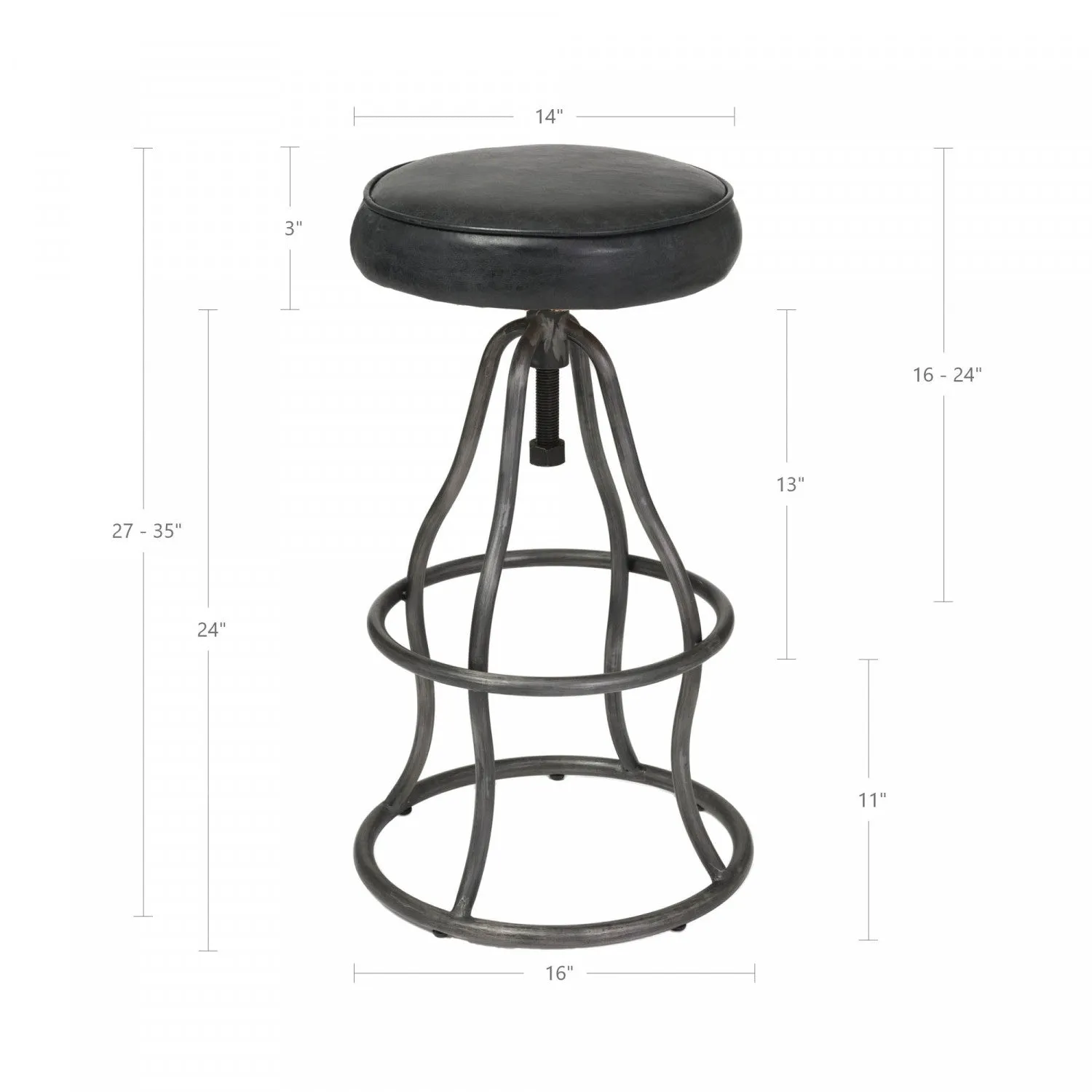 Maloe Leather Bar Stool - Black