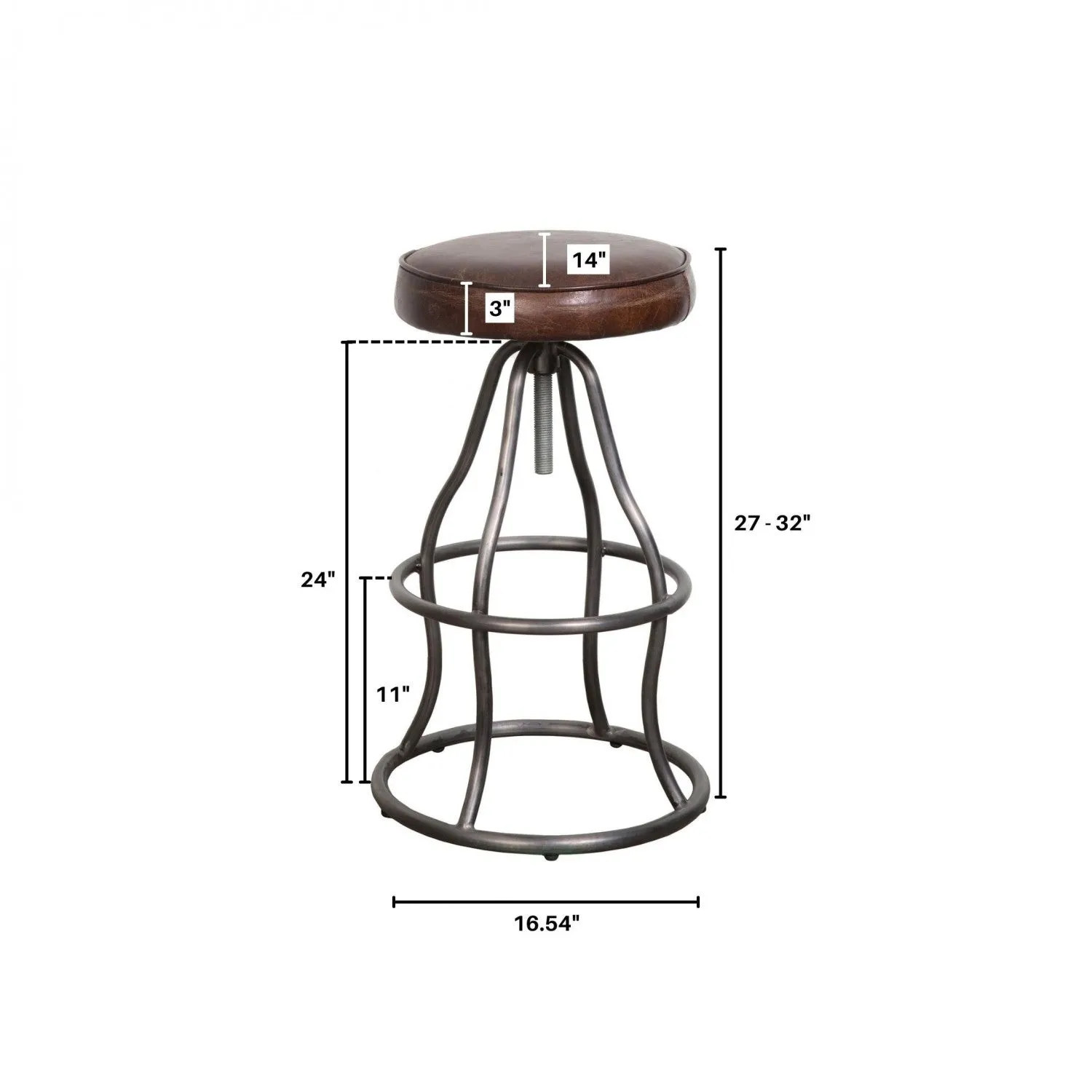 Maloe Leather Bar Stool - Vintage Brown