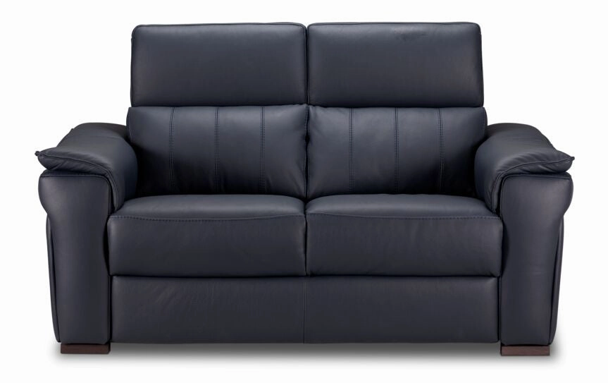 Orlando-Ray Leather Loveseat-Blue