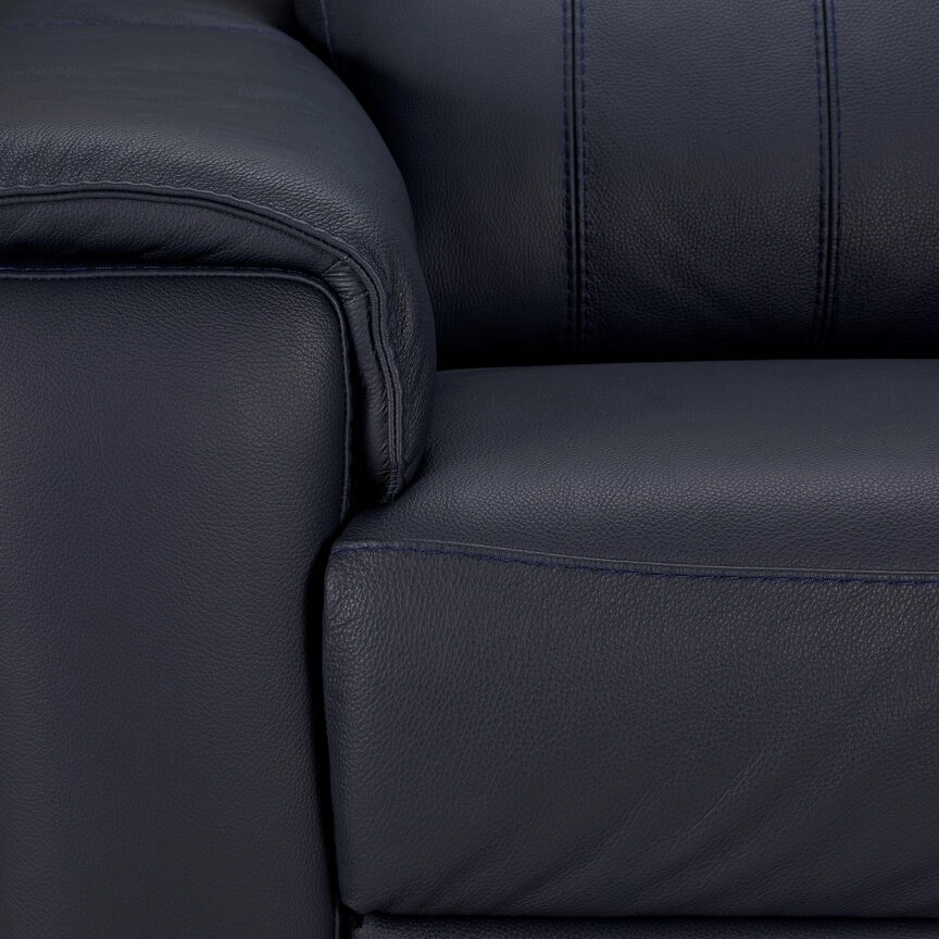 Orlando-Ray Leather Loveseat-Blue