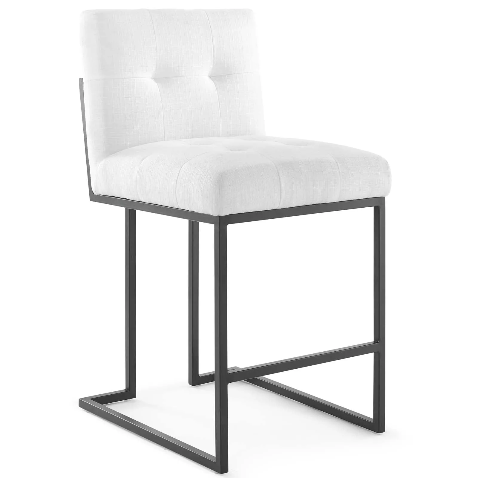 Privy Black Stainless Steel Upholstered Fabric Counter Stool Set of 2 by Modway