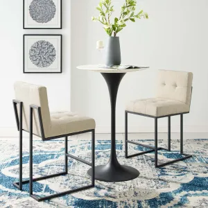Privy Black Stainless Steel Upholstered Fabric Counter Stool Set of 2 by Modway