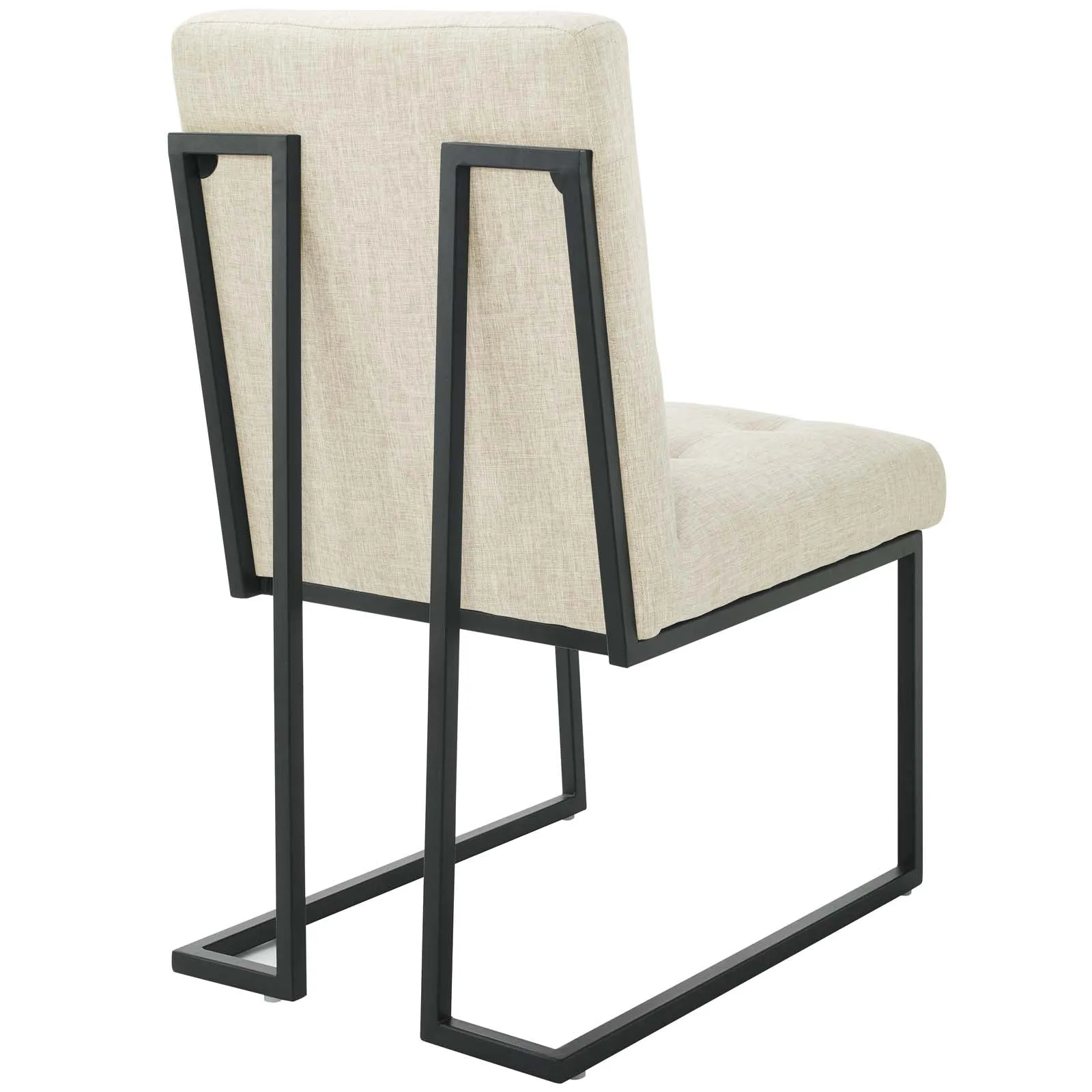 Privy Black Stainless Steel Upholstered Fabric Dining Chair by Modway
