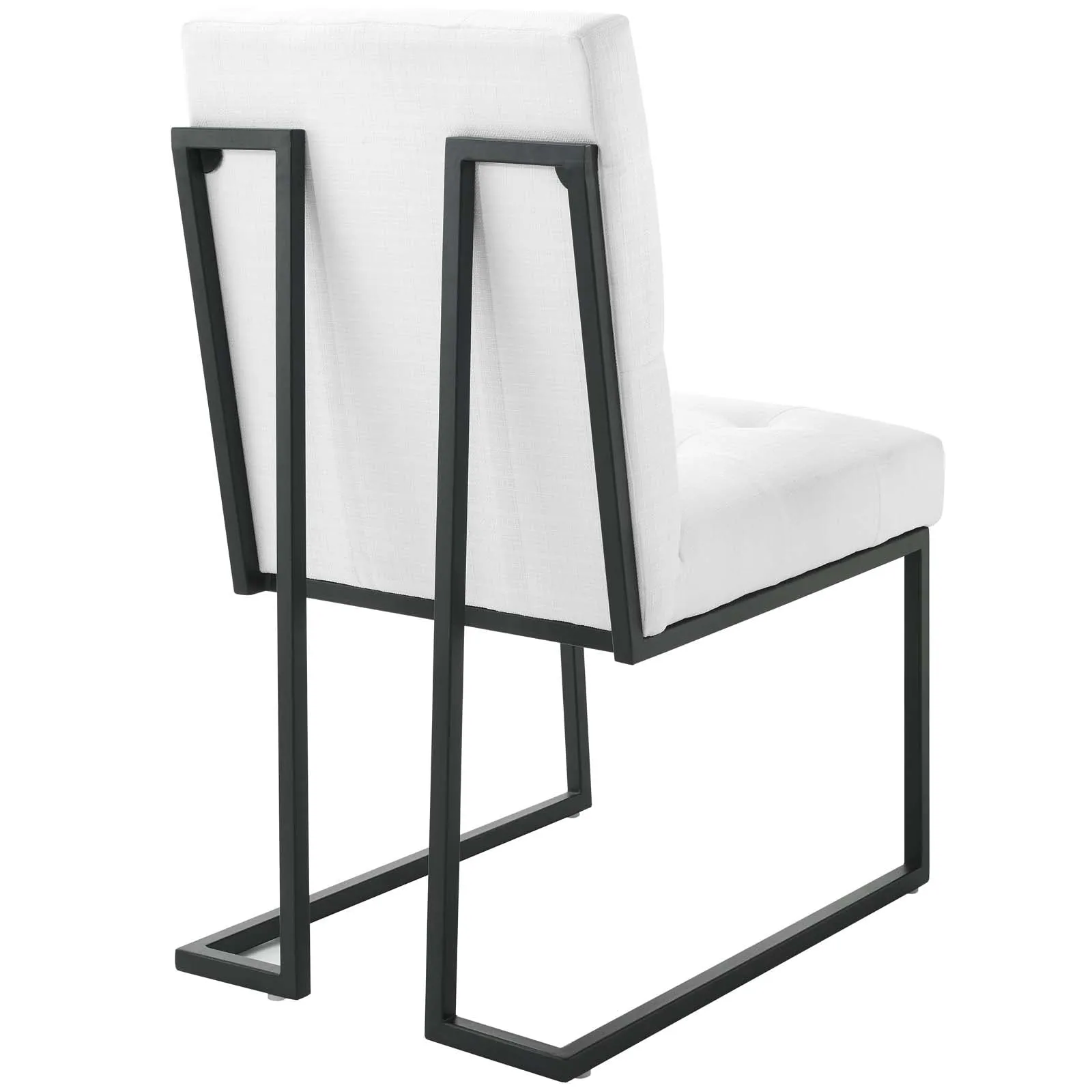 Privy Black Stainless Steel Upholstered Fabric Dining Chair by Modway