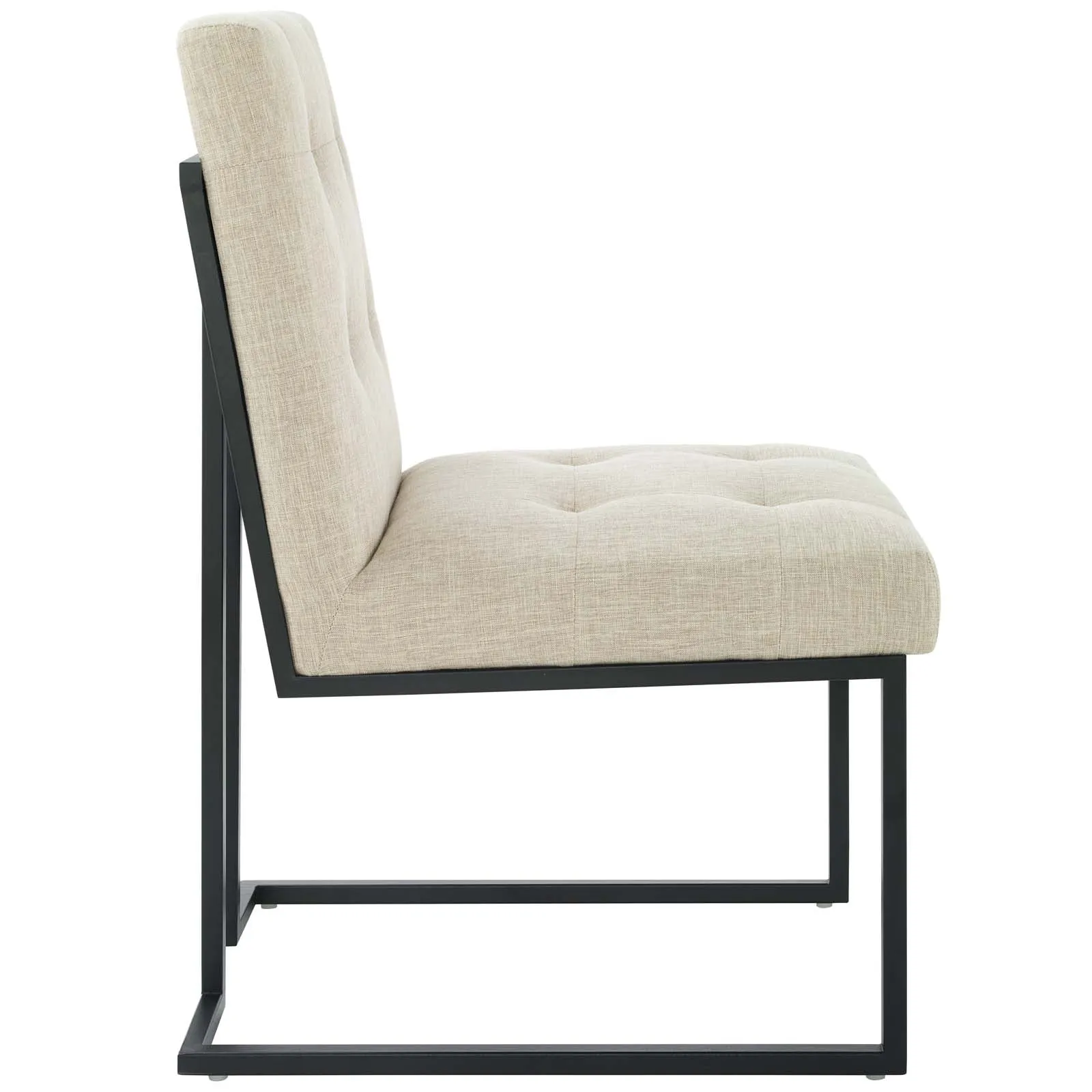 Privy Black Stainless Steel Upholstered Fabric Dining Chair by Modway