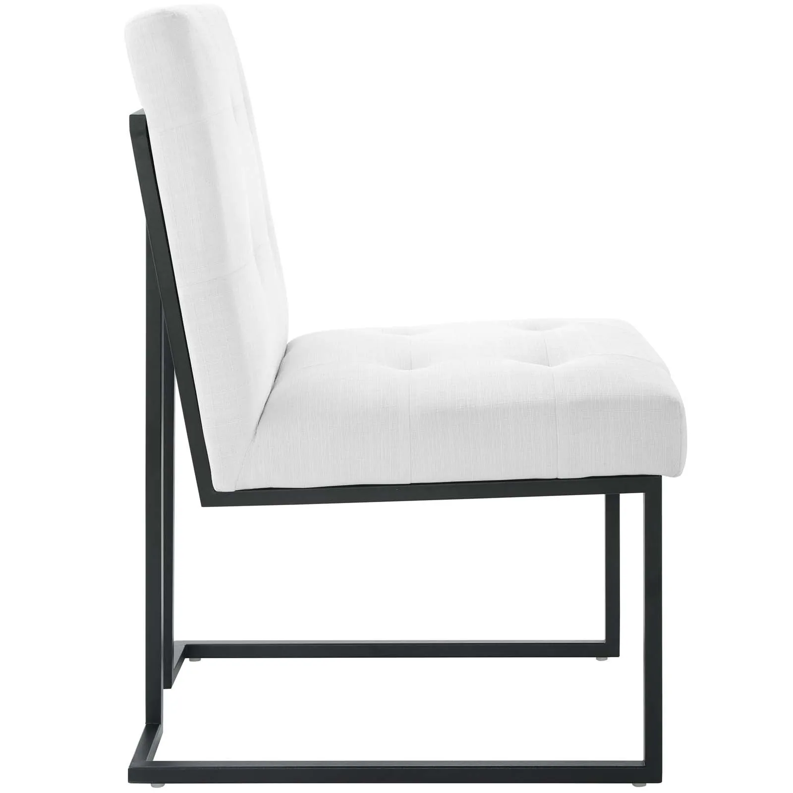 Privy Black Stainless Steel Upholstered Fabric Dining Chair by Modway