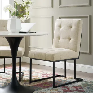 Privy Black Stainless Steel Upholstered Fabric Dining Chair by Modway