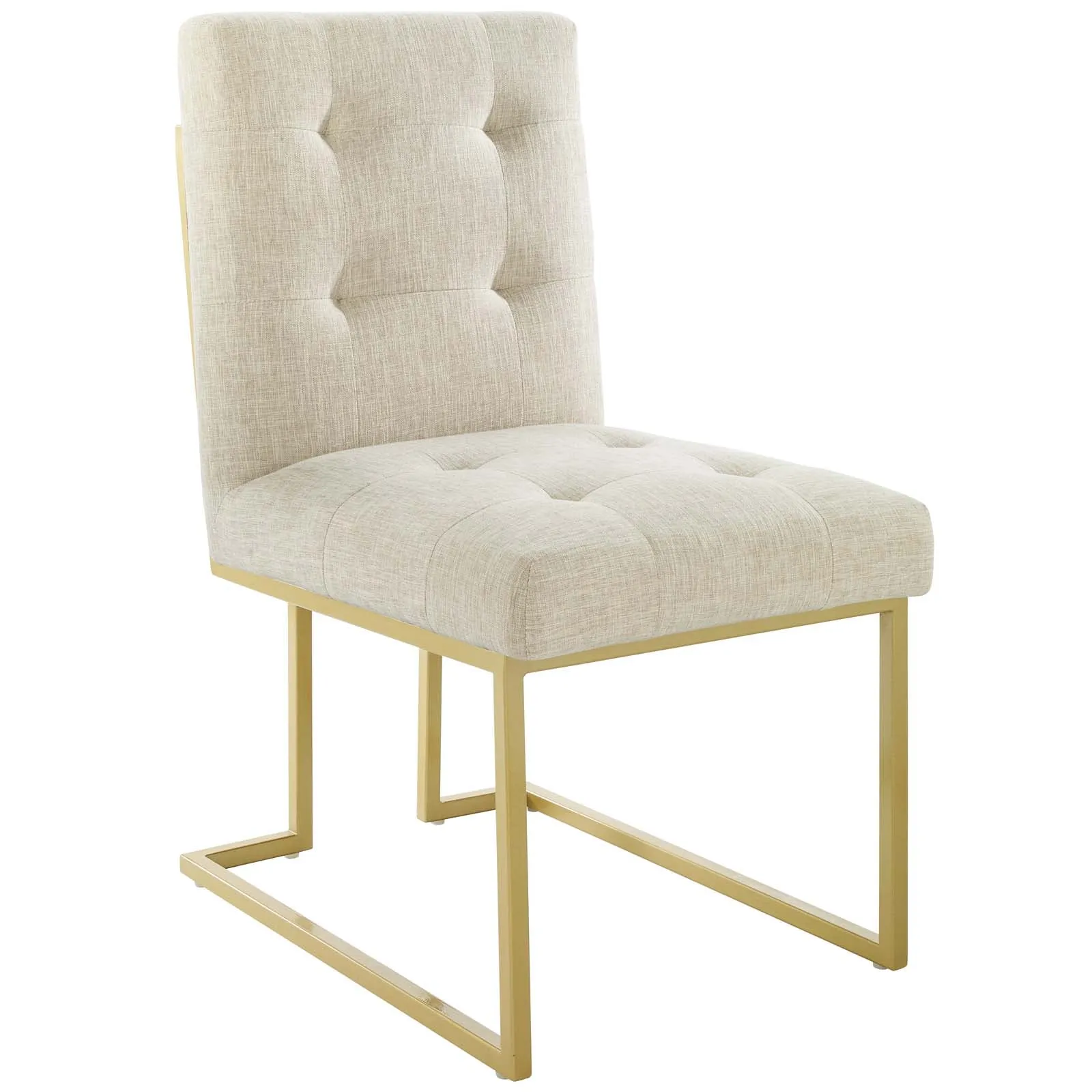 Privy Gold Stainless Steel Upholstered Fabric Dining Accent Chair Set of 2 by Modway